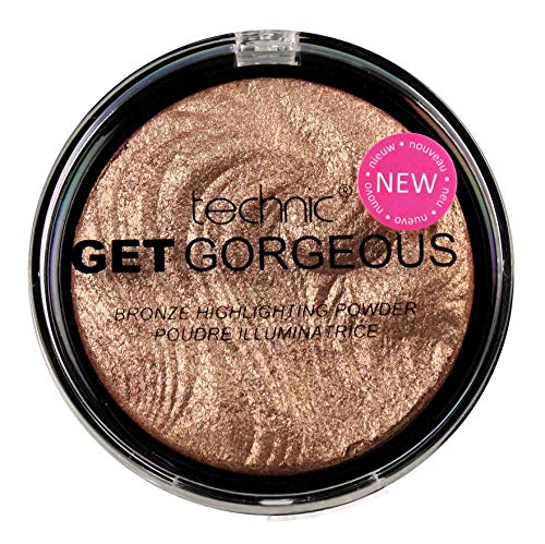 Technic Get Gorgeous Bronzing Highlighting Powder 12g - Natural Glow Makeup for Face & Body - Perfect for Contouring, Highlighting & Summer Glow