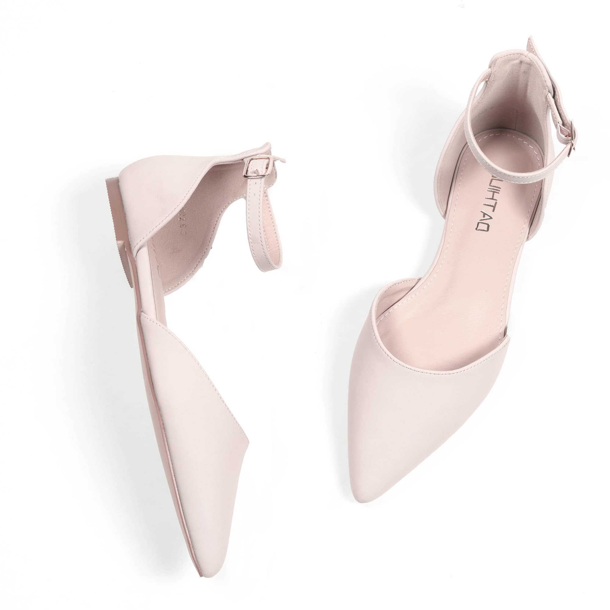Women's Pointed Toe Ankle Strap Flats - Comfortable Gold, Nude, Silver & Black Dress Shoes for Casual, Wedding & Office Wear | Elegant & Versatile Women's Footwear