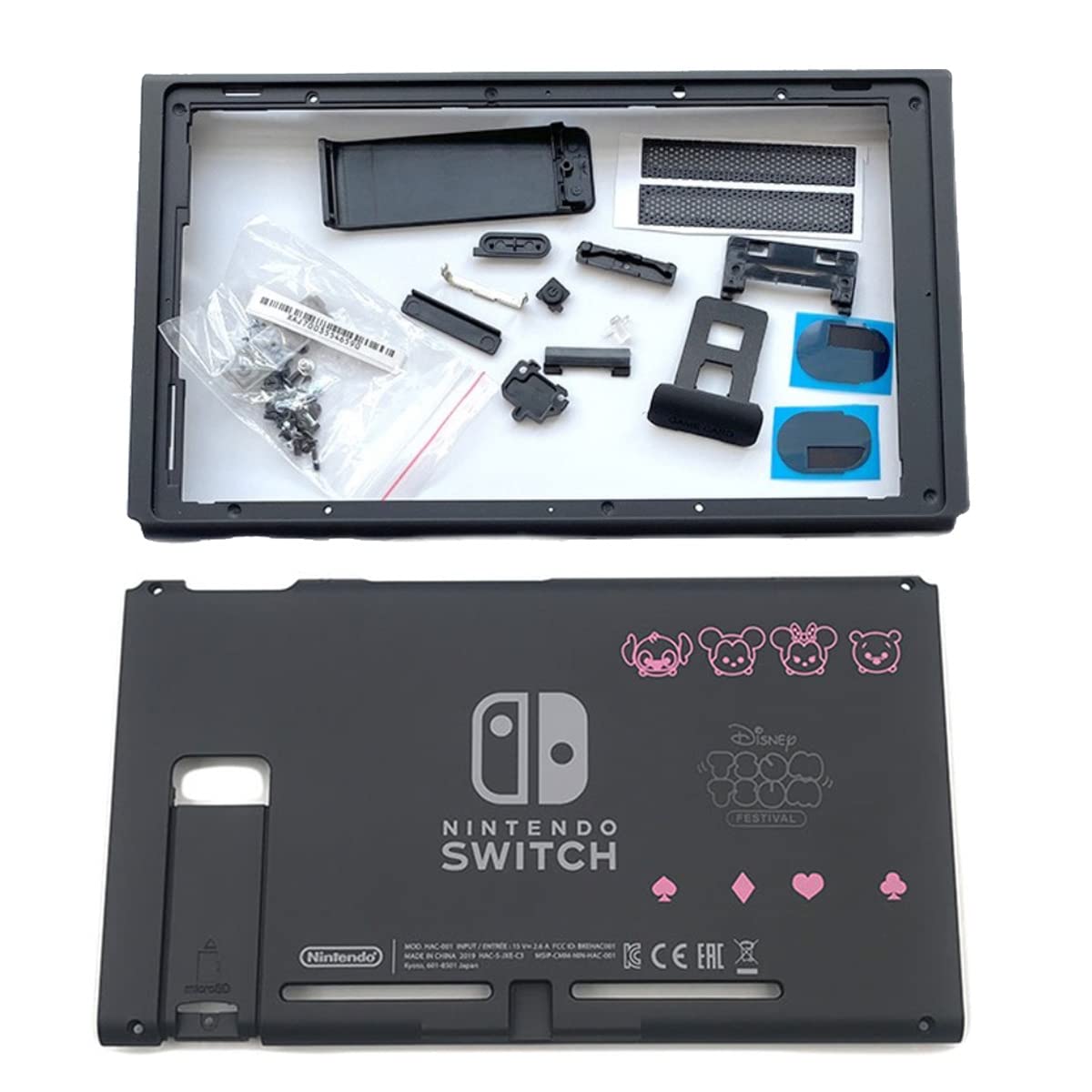 Replacement Full Housing Shell with Backplate & Middle Frame for Nintendo Switch 2019/2020 Model HAC-001(-01) - DIY Repair Kit for Console Protection and Customization