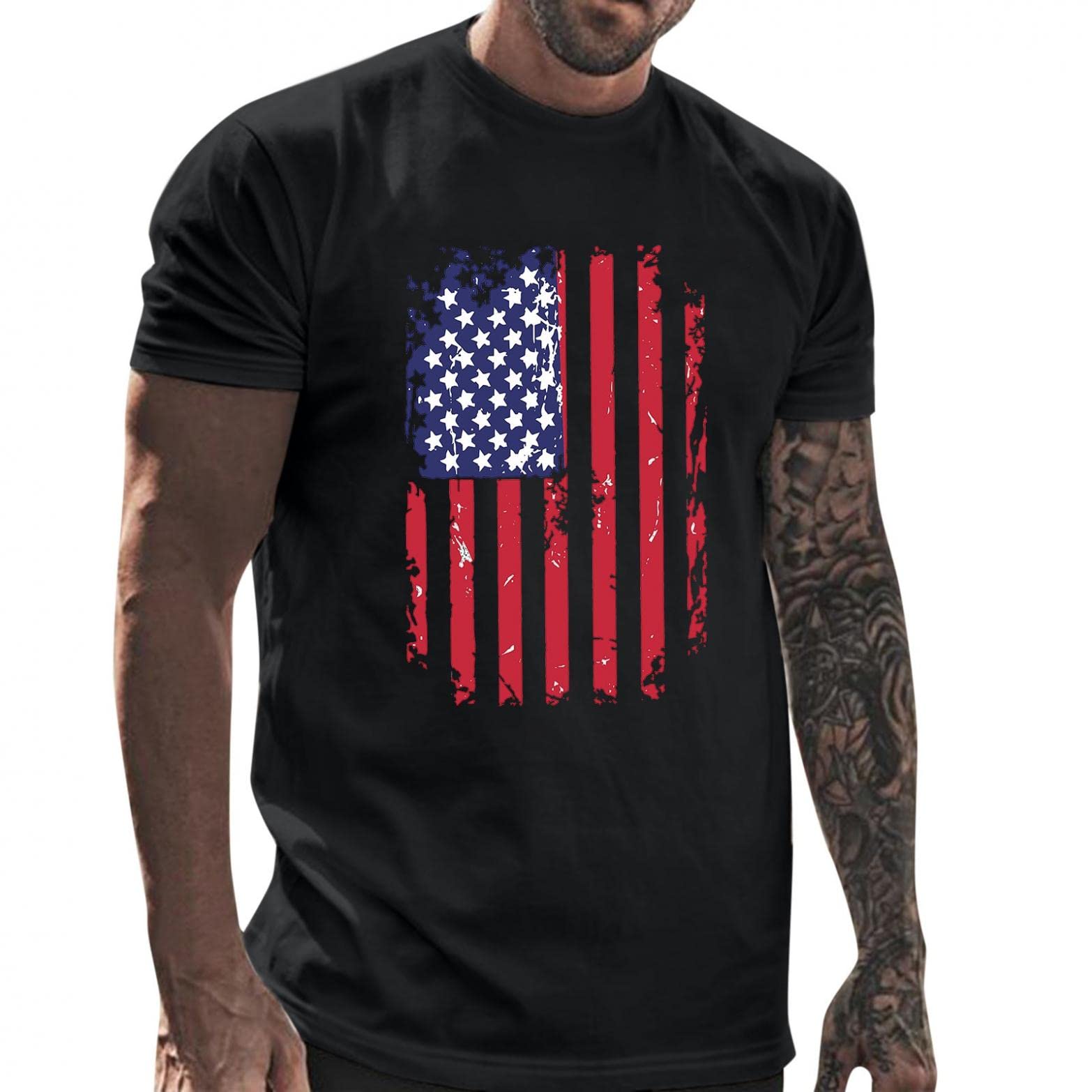 Men's Graphic Tees - 3D American Vintage Flag Print Casual T-Shirts | Trendy Streetwear & Patriotic Style for Everyday Wear