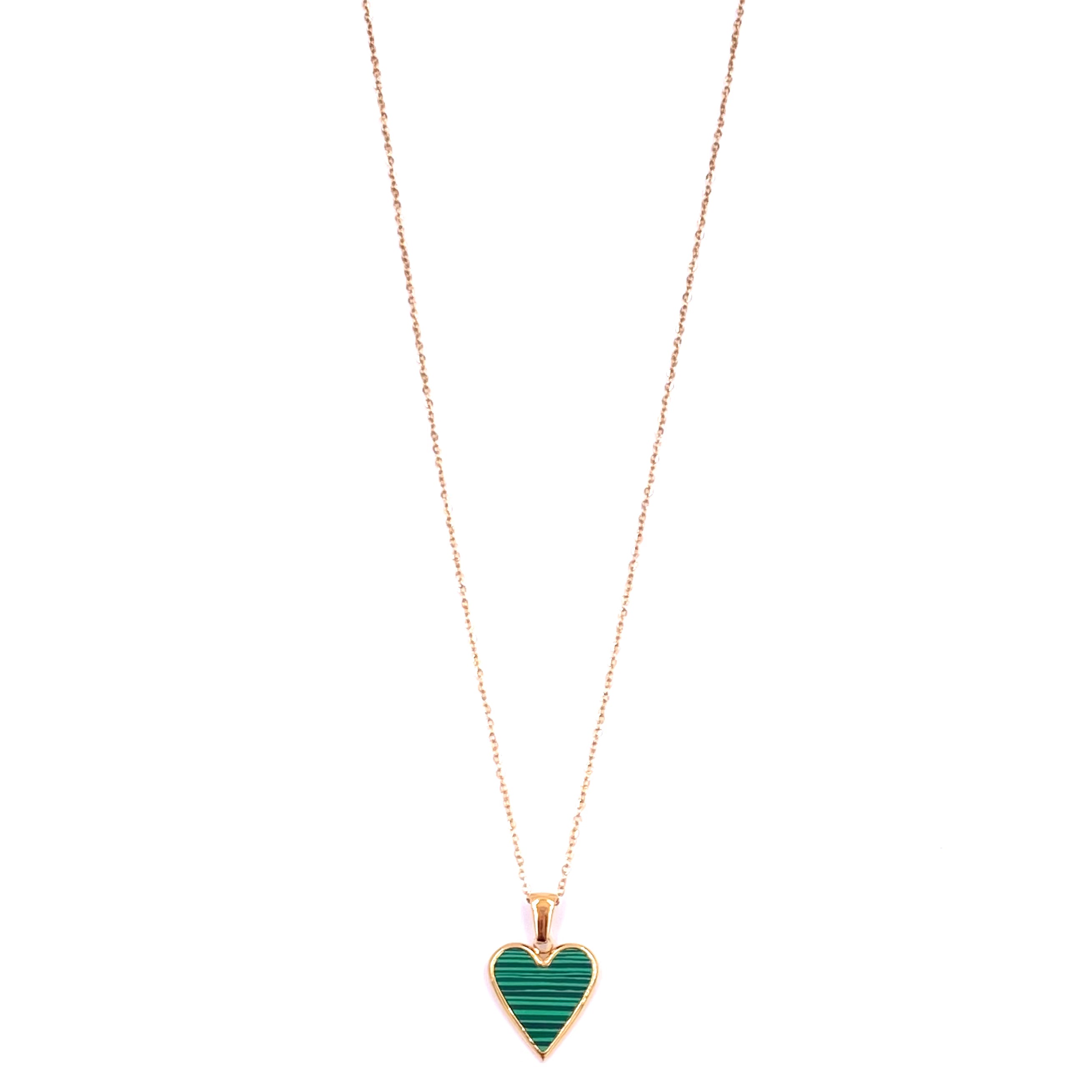 Ashley Gold Stainless Steel Gold Plated Floating Green Heart Enamel Necklace - Elegant Jewelry for Women, Perfect Gift for Valentine's Day, Anniversary & Special Occasions