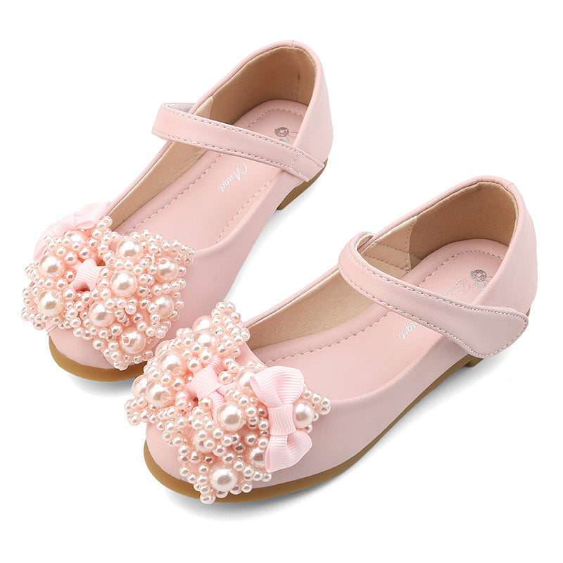 Elegant Baby Girls Beaded Flower Princess Shoes - Soft Sole First Walkers for Special Occasions & Photo Shoots