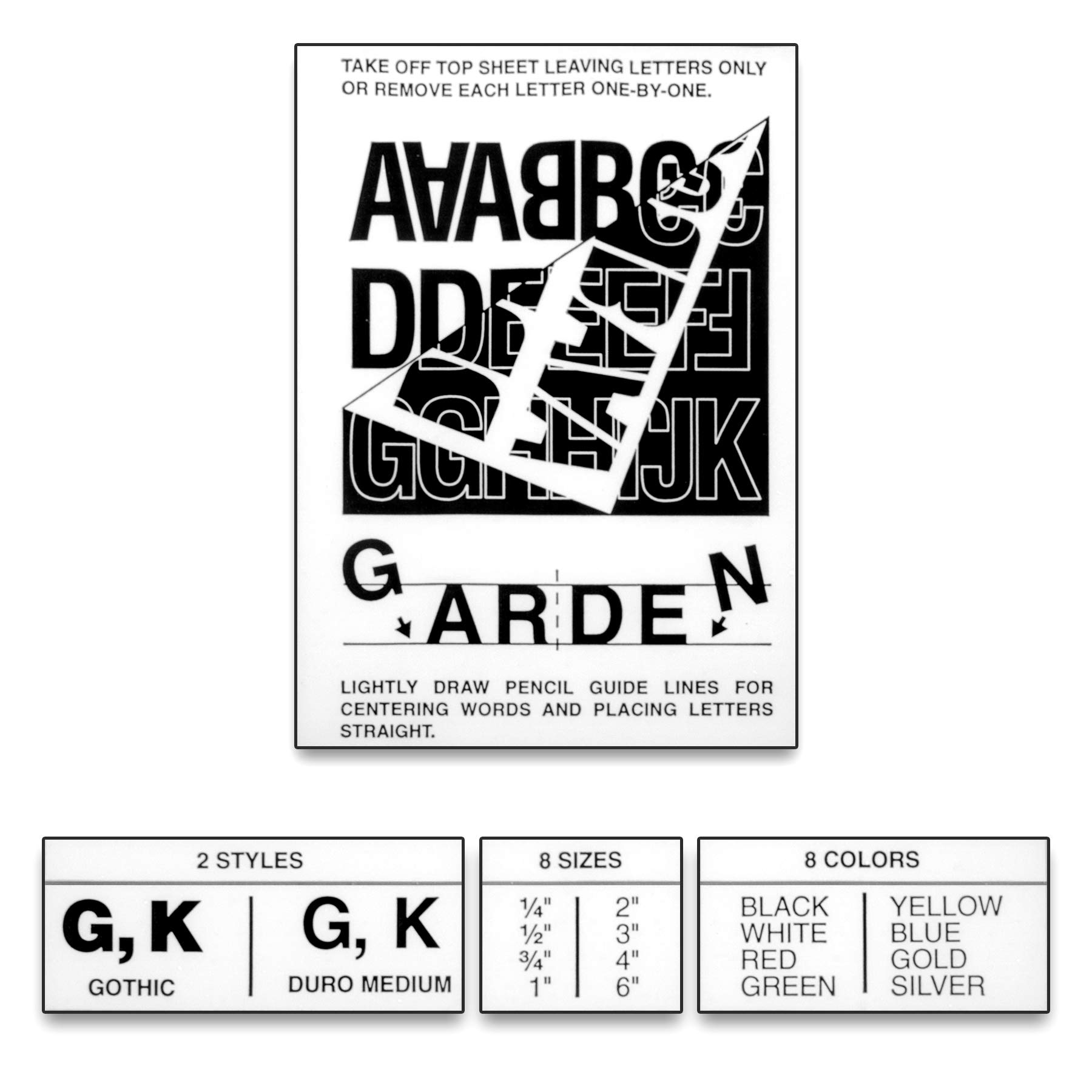 Duro Vinyl Letters and Numbers Complete Set - 1 Inch Silver Gothic Style (No. 3214) for DIY Crafts, Sign Making, and Home Decor Projects