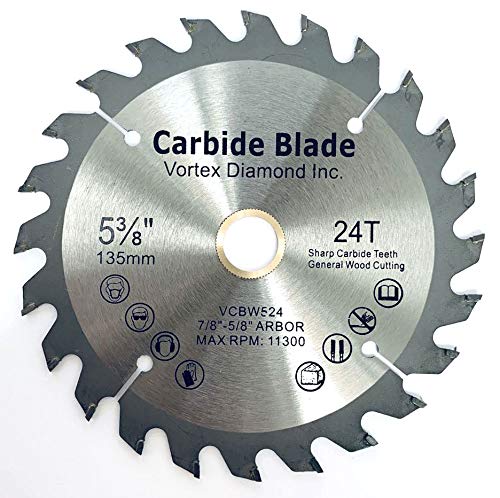 10 Pack VORTEX DIAMOND VWB 5-3/8 Inch 24 Teeth TCT Circular Saw Blades for Hardwood & Softwood Cutting - Perfect for DIY Projects, Woodworking, and Construction Use