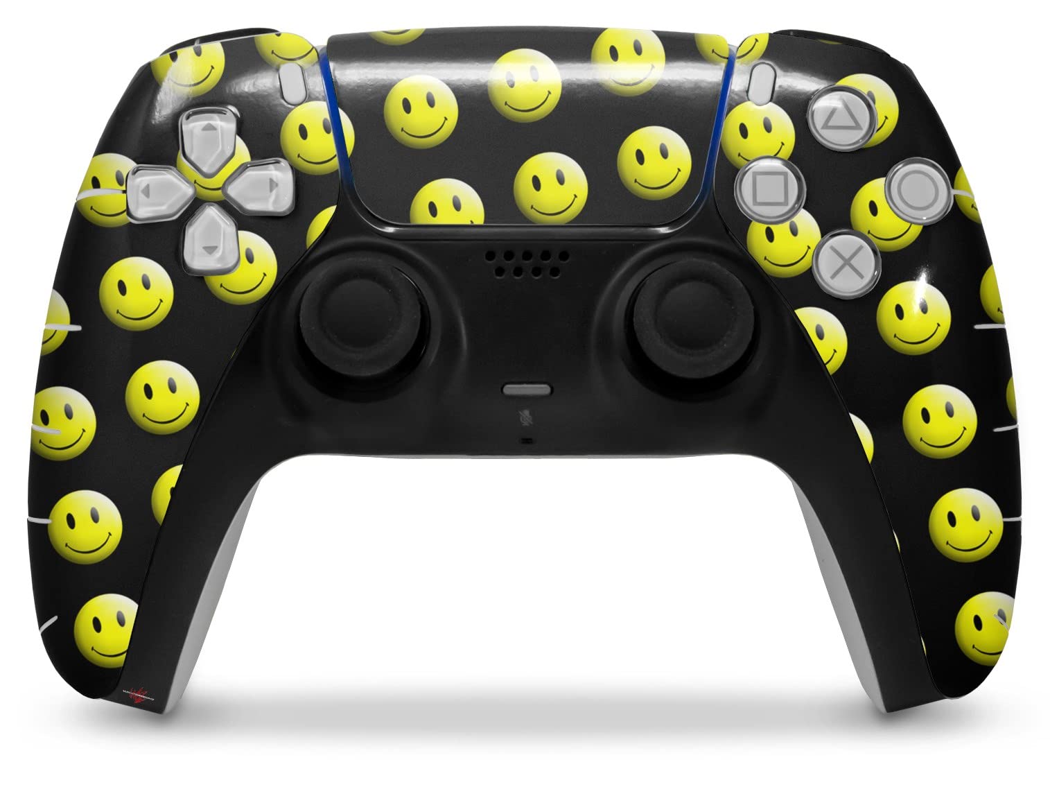 PS5 DualSense Controller Skin Wrap - Smileys on Black for Gaming Protection