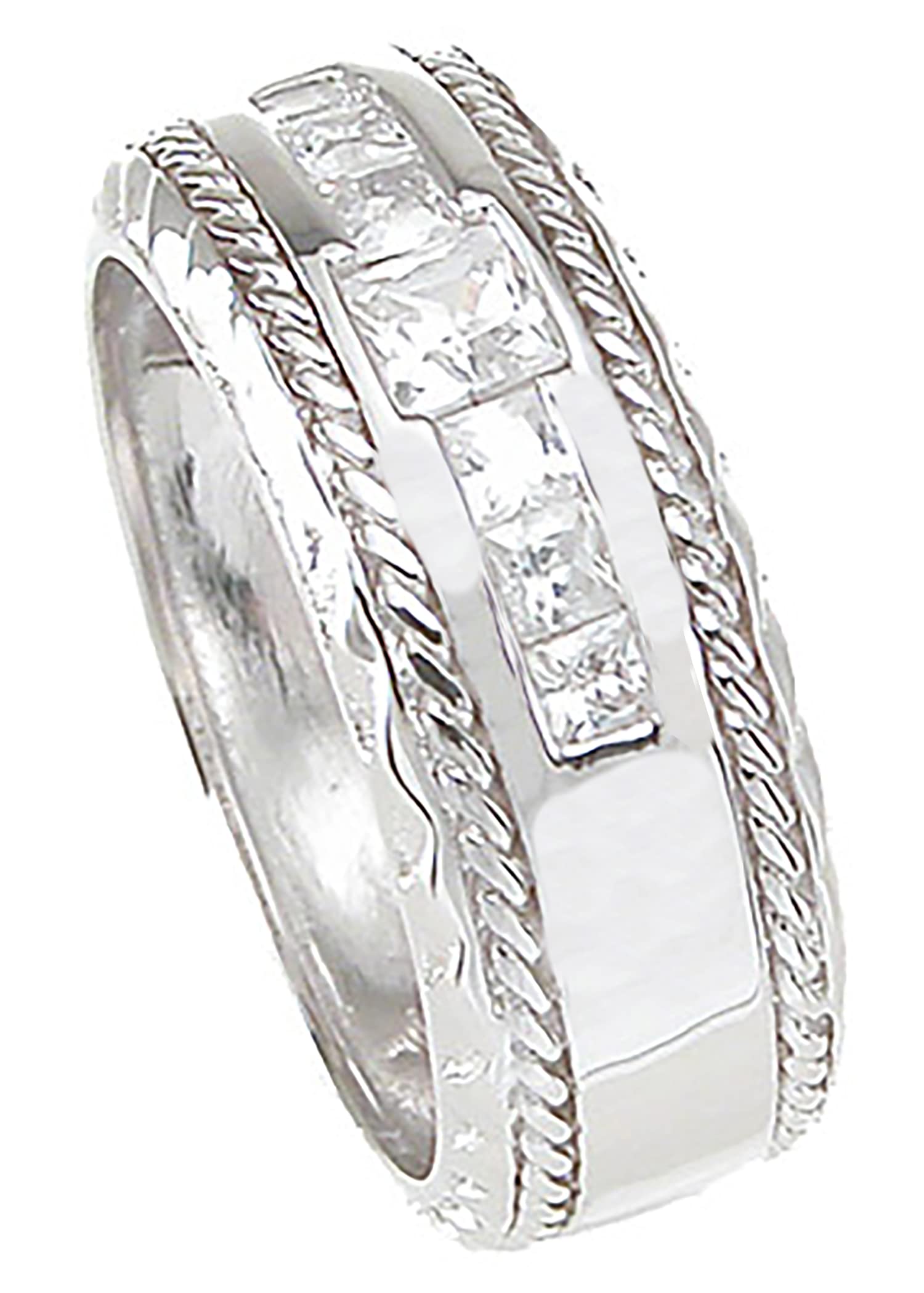 His & Hers TRIO Sterling Silver Wedding Ring Set - 3 Piece Matching Band for Bride & Groom - Perfect for Anniversaries, Vows Renewal & Romantic Couple Jewelry Gifts