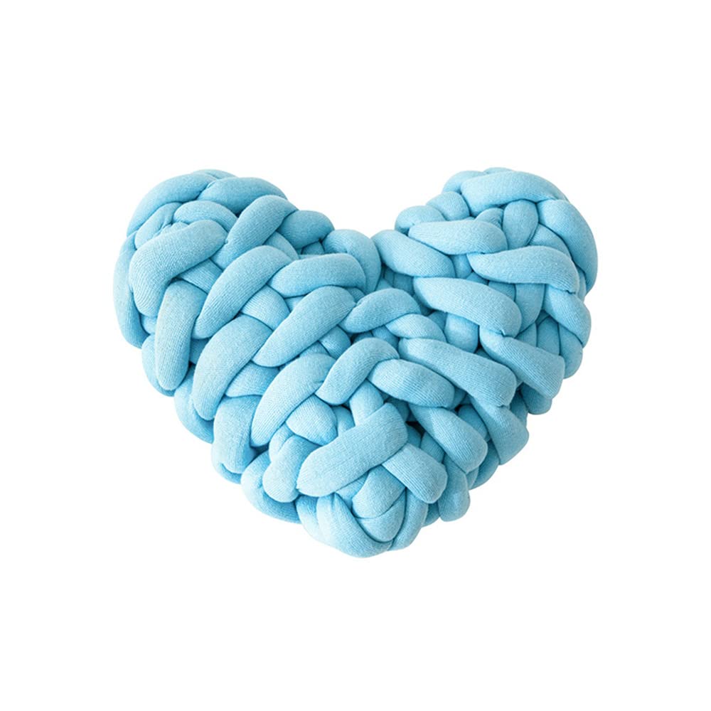 BYITRE Handmade Velvet Pleated Heart Throw Pillow - Decorative Cushion for Couch, Bed, Chair & Car - Light Blue Home Decor for Living Room, Bedroom & Nursery