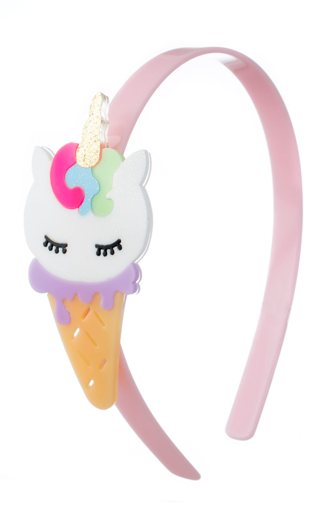Girl's Unicorn Ice Cream Headband - Cute Floral Hair Accessory with Lilies & Roses for Kids Birthday Party, Photo Shoot & Dress Up