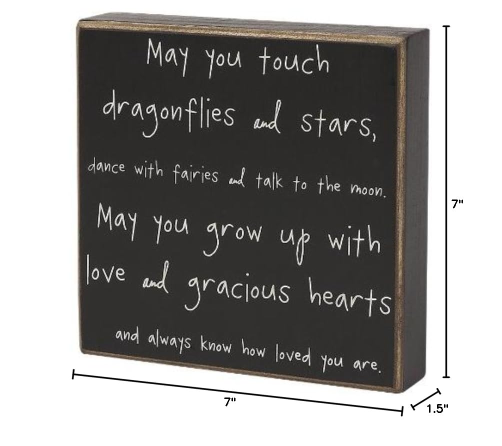 Collins Dragonflies and Stars Decorative Box Sign - Handmade Wooden Wall Art for Home Decor, Nursery, Living Room & Bedroom - Perfect Gift for Nature Lovers & Boho Style Interiors