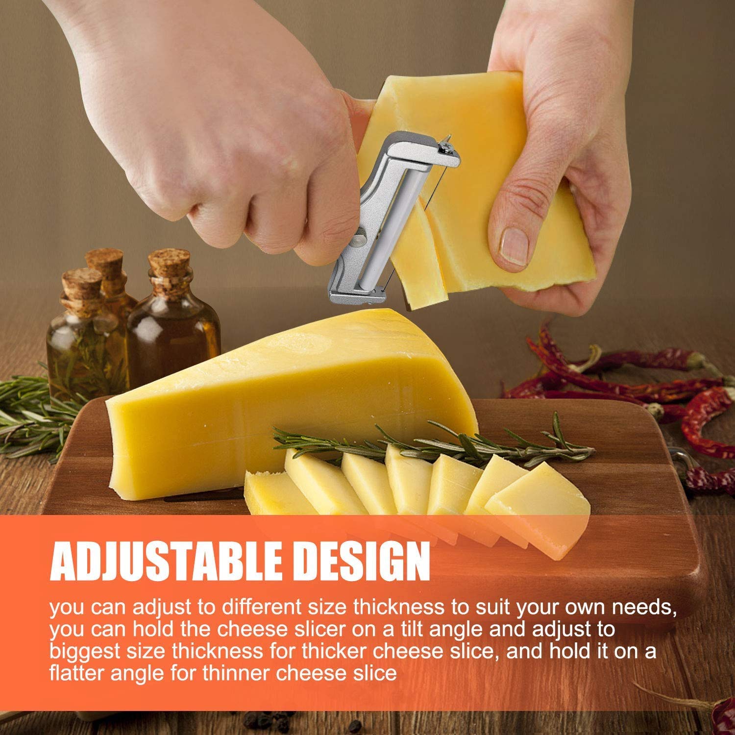 Premium Stainless Steel Cheese Knife with Wood Handle - Cheese Slicer & Cutter for Charcuterie Boards, Wine Pairings & Gourmet Cheese Platters (Option I)