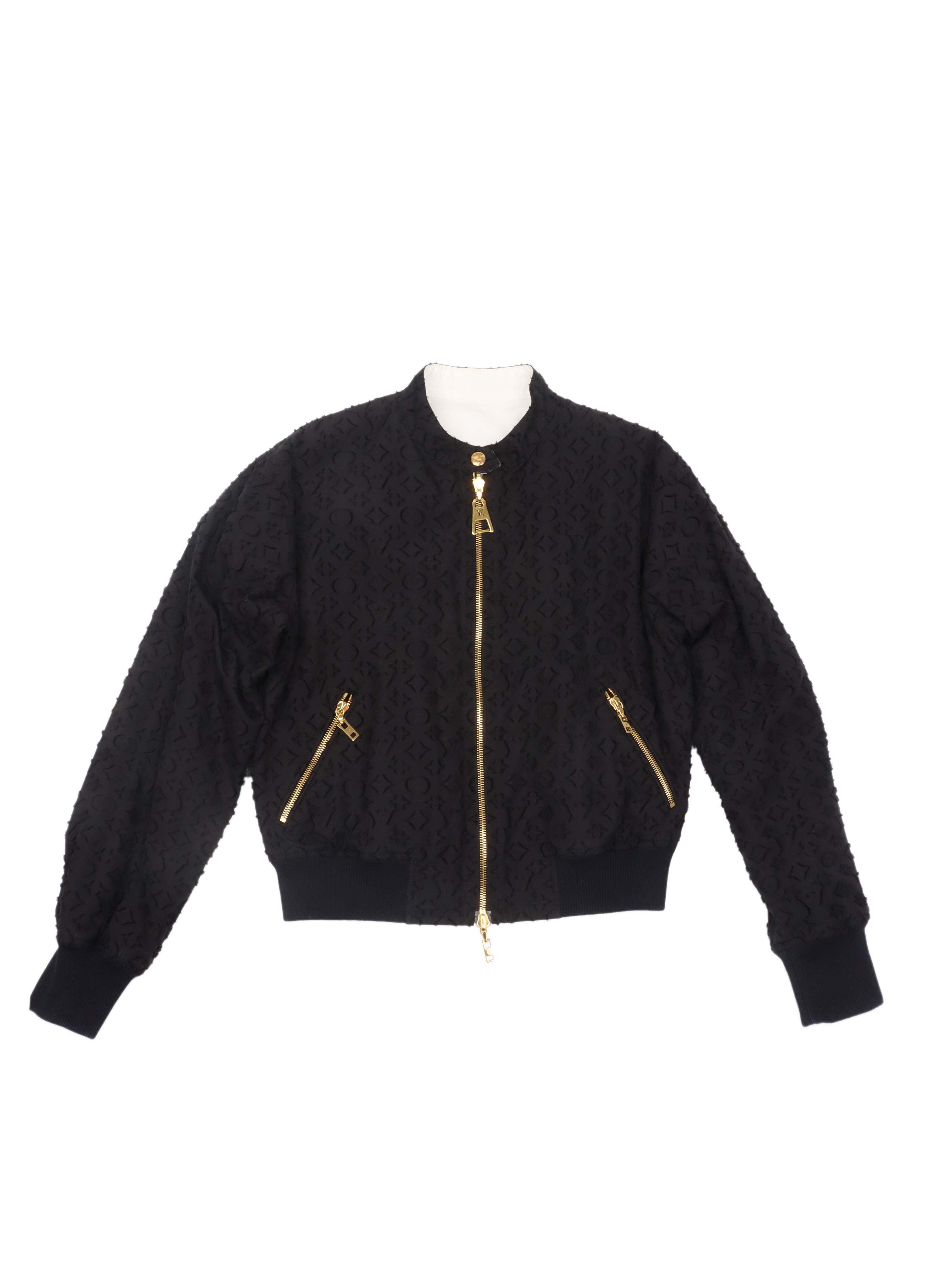 Louis Vuitton Black Bomber Jacket for Men - Genuine Leather Aviator Style Coat | Perfect for Casual Wear, Night Out & Winter Fashion