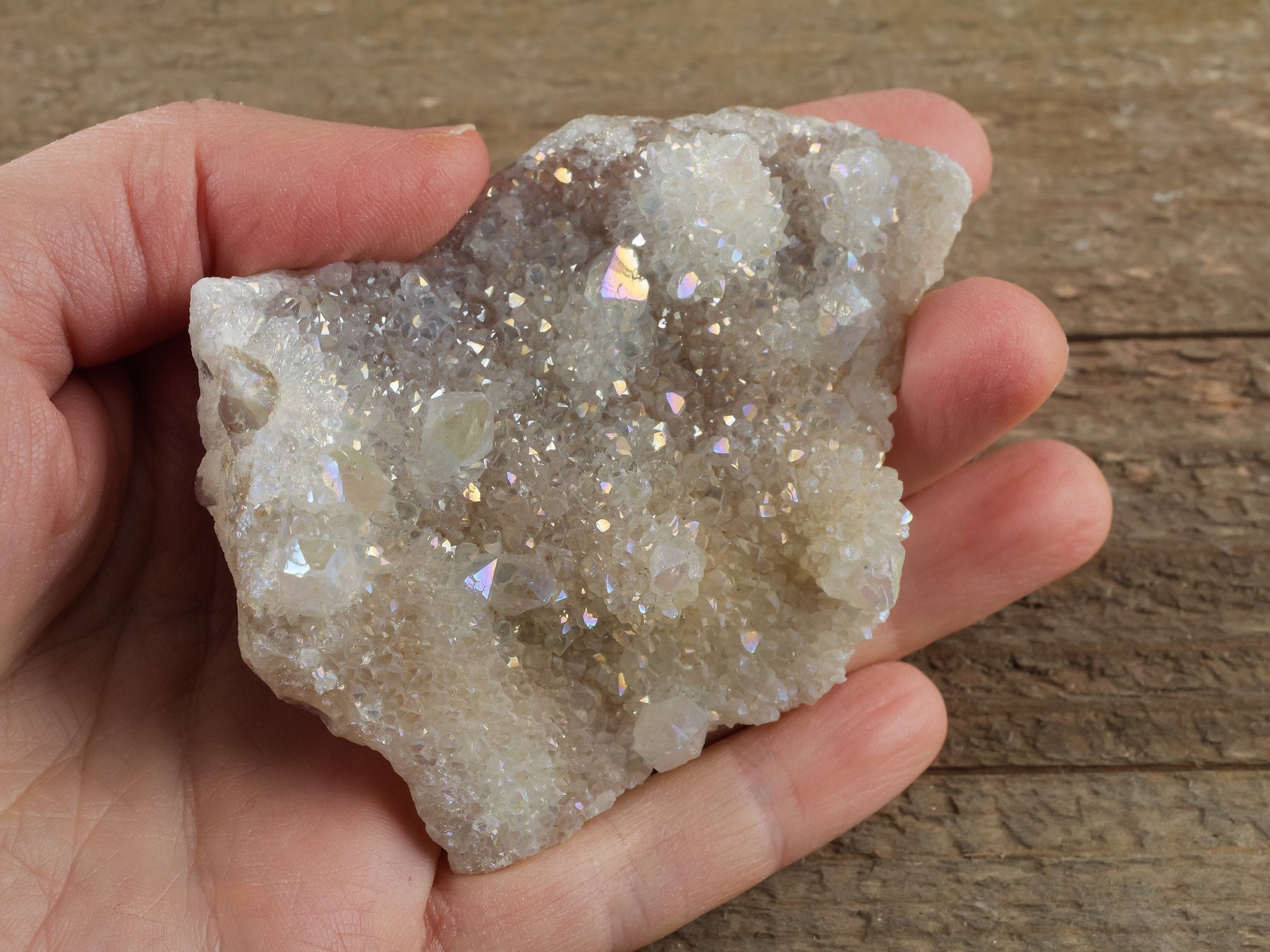 Rainbow Aura Quartz Crystal Cluster - Natural Spirit Quartz Healing Stone for Meditation, Reiki & Energy Work - Metaphysical Decor for Home, Office & Sacred Space (R0421)