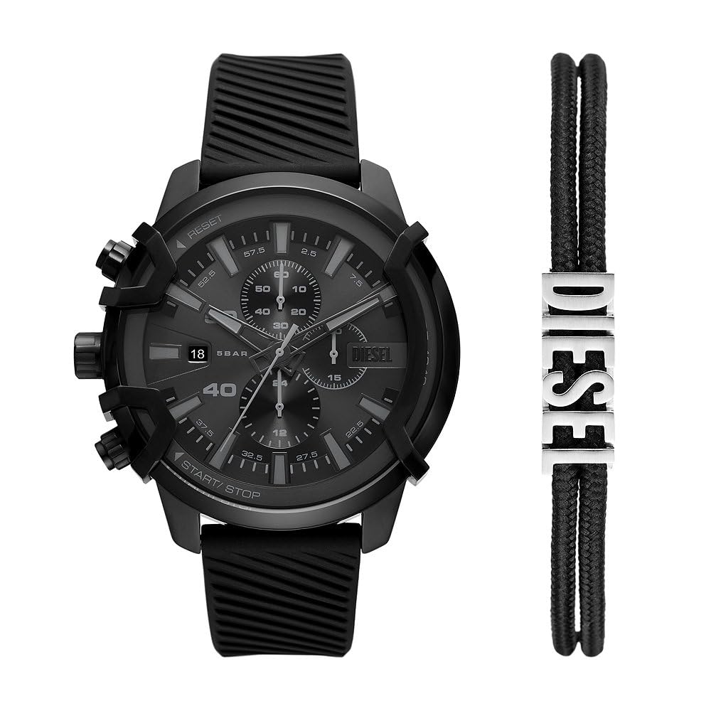 Diesel Griffed Men's Watch - Quartz Chronograph Movement with Silicone, Stainless Steel or Leather Strap | Perfect for Casual, Business & Outdoor Activities
