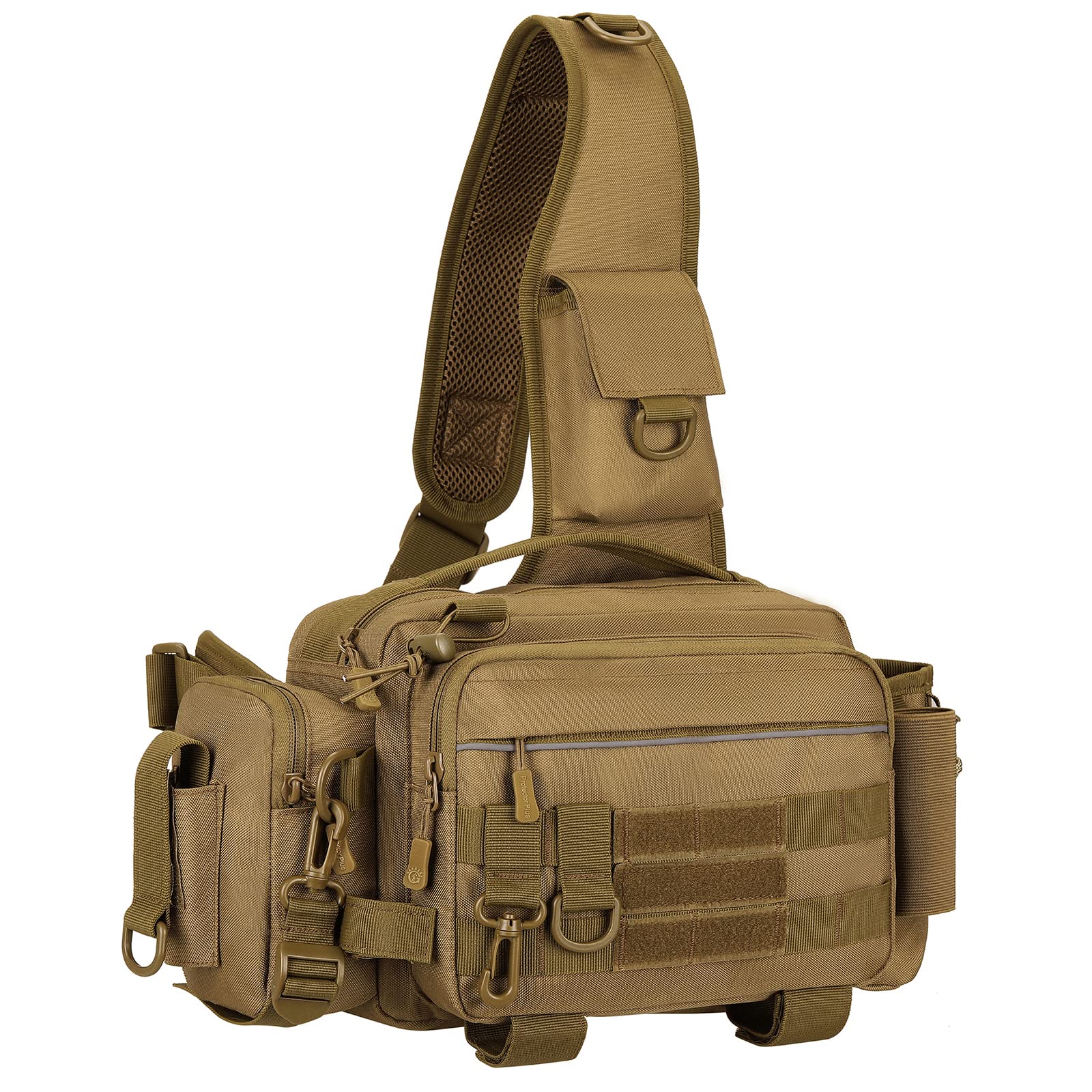 **KXBUNQD Water-Resistant Fishing Backpack Tackle Sling Bag - Durable Outdoor Shoulder Storage for Fishing Gear, Ideal for Anglers & Outdoor Enthusiasts (Khaki) - Perfect for Freshwater & Saltwater Fishing Trips**
