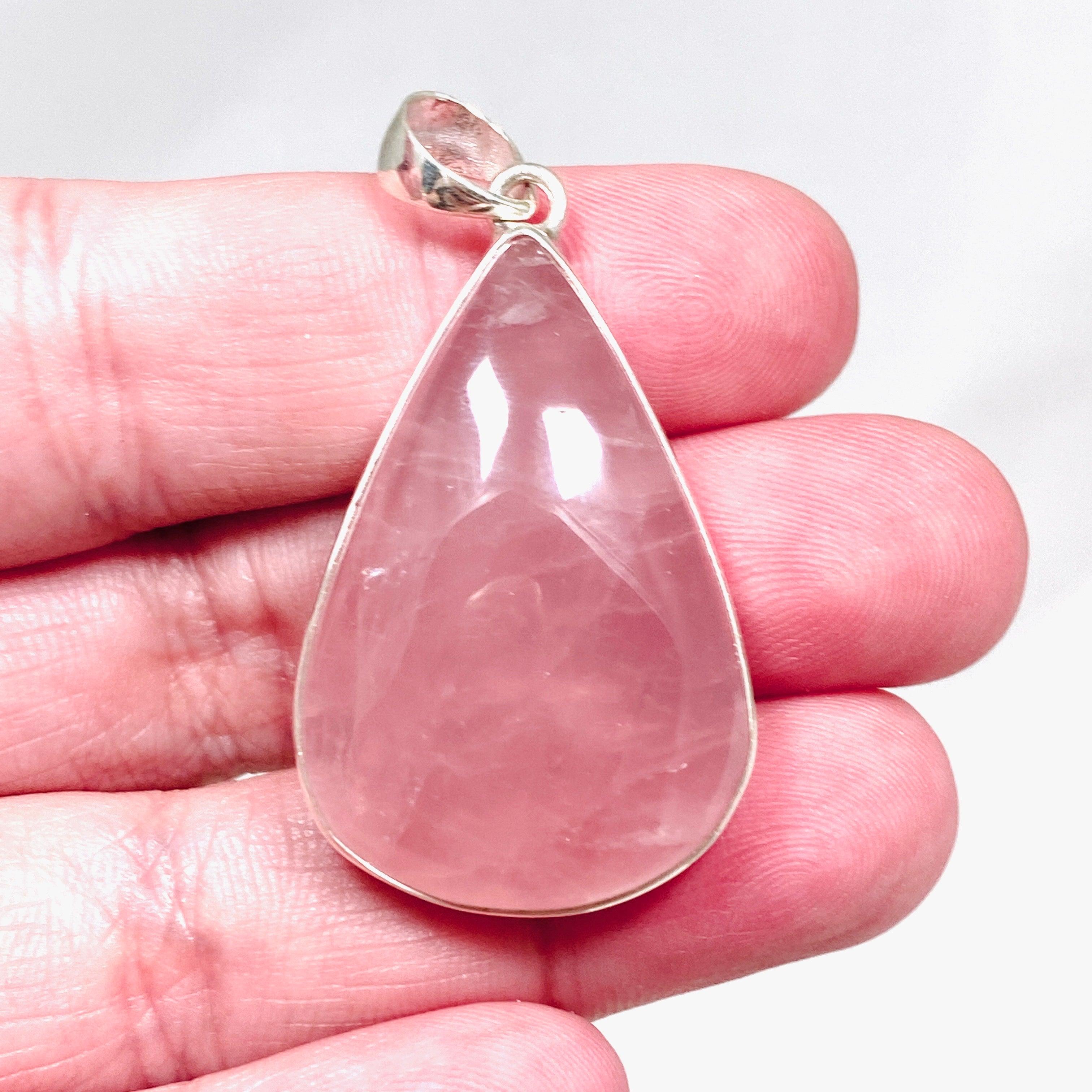 Natural Rose Quartz Teardrop Pendant Necklace - Healing Crystal Jewelry for Women - Perfect for Meditation, Yoga & Spiritual Gifts | KPGJ4314
