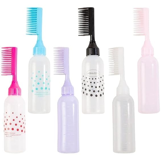 Professional Hair Dye Applicator Bottle with Comb Cap - Graduated Scale for Precise Coloring, Salon Styling Tool & Hair Oil Dispenser (Multicolor, Pack of 1) - Perfect for Salon Professionals & DIY Hair Coloring at Home