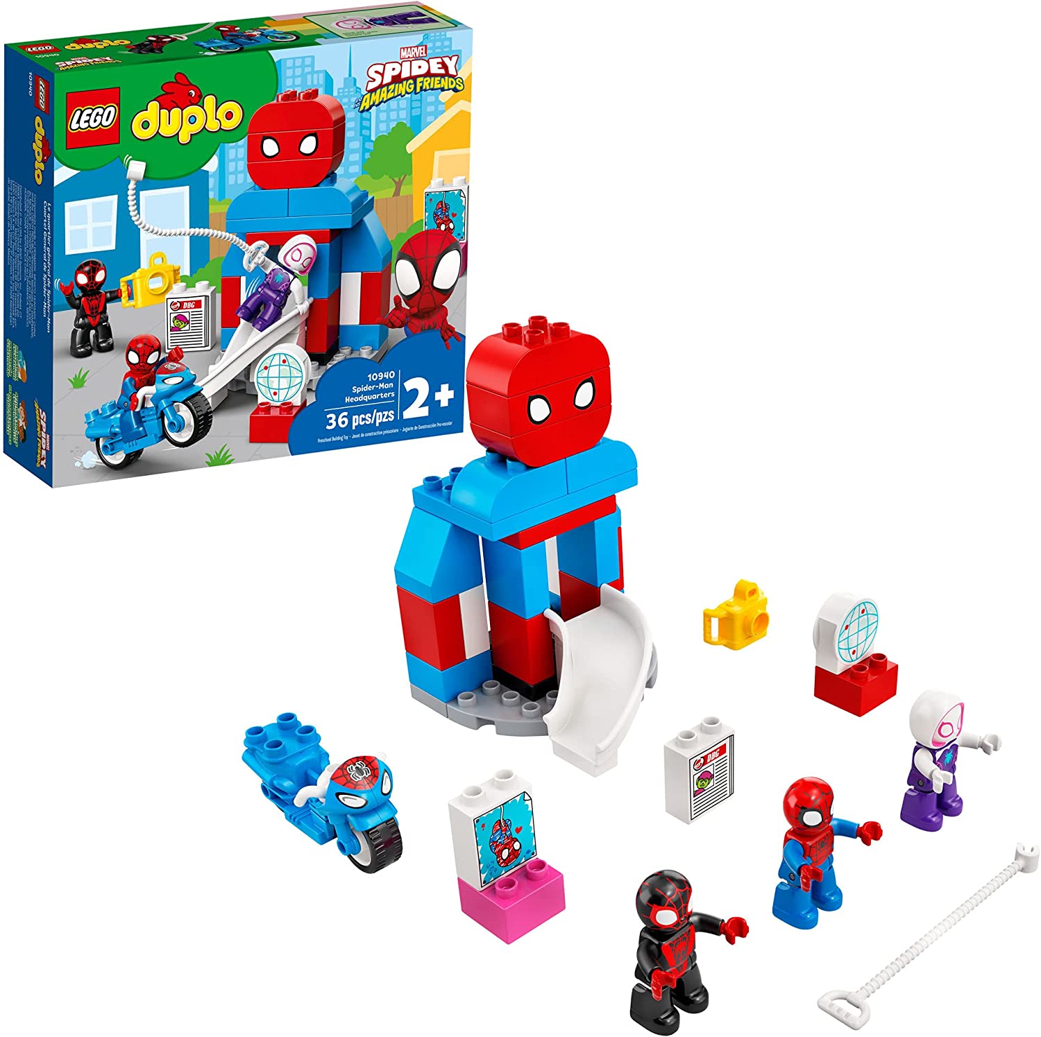 LEGO DUPLO Marvel Spider-Man Headquarters 10940 Building Toy Set for Kids Ages 2-5 - Superhero Playset with Spider-Man & Friends - Perfect for Pretend Play & Early Learning