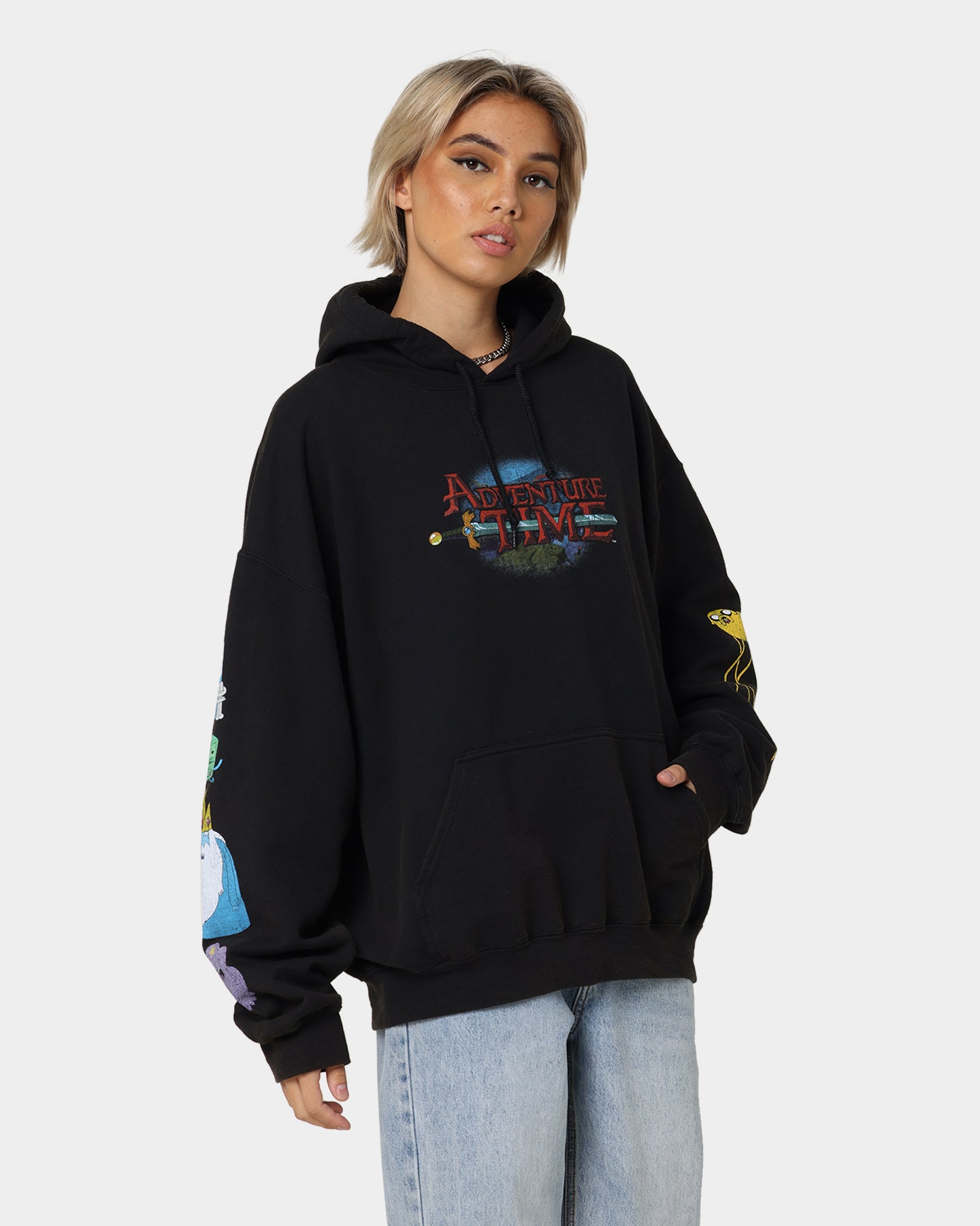 Adventure Time What Time Is It Vintage Hoodie - Black Wash Retro Pullover for Men & Women | Perfect for Casual Wear, Cosplay & Fan Gifts