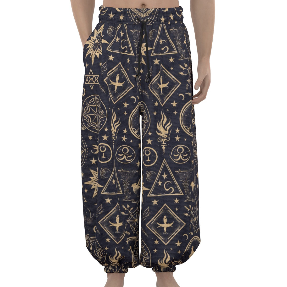 Magic Symbols Lantern Pants - Stylish Boho Hippie Harem Pants for Women | Perfect for Yoga, Festivals & Lounge Wear