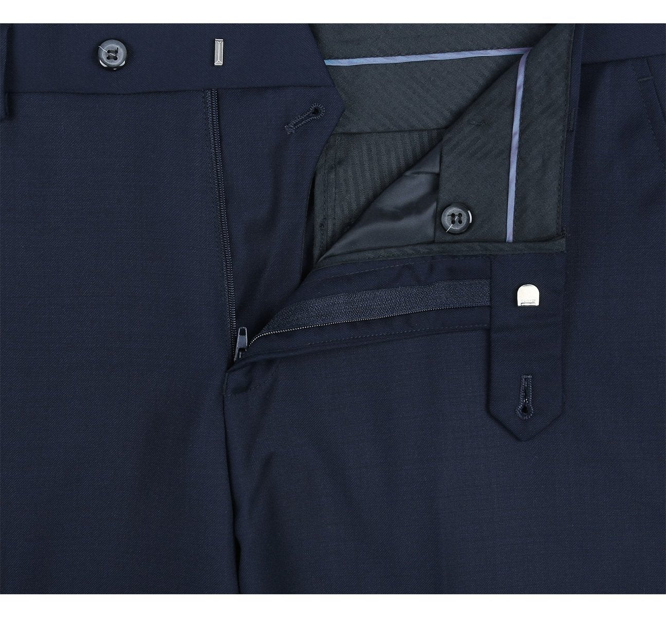 Alessandro Vitello by Renoir Blue Slim Fit Flat Front Wool Suit Pants 508 19 | Premium Men's Dress Pants for Business, Office & Formal Occasions