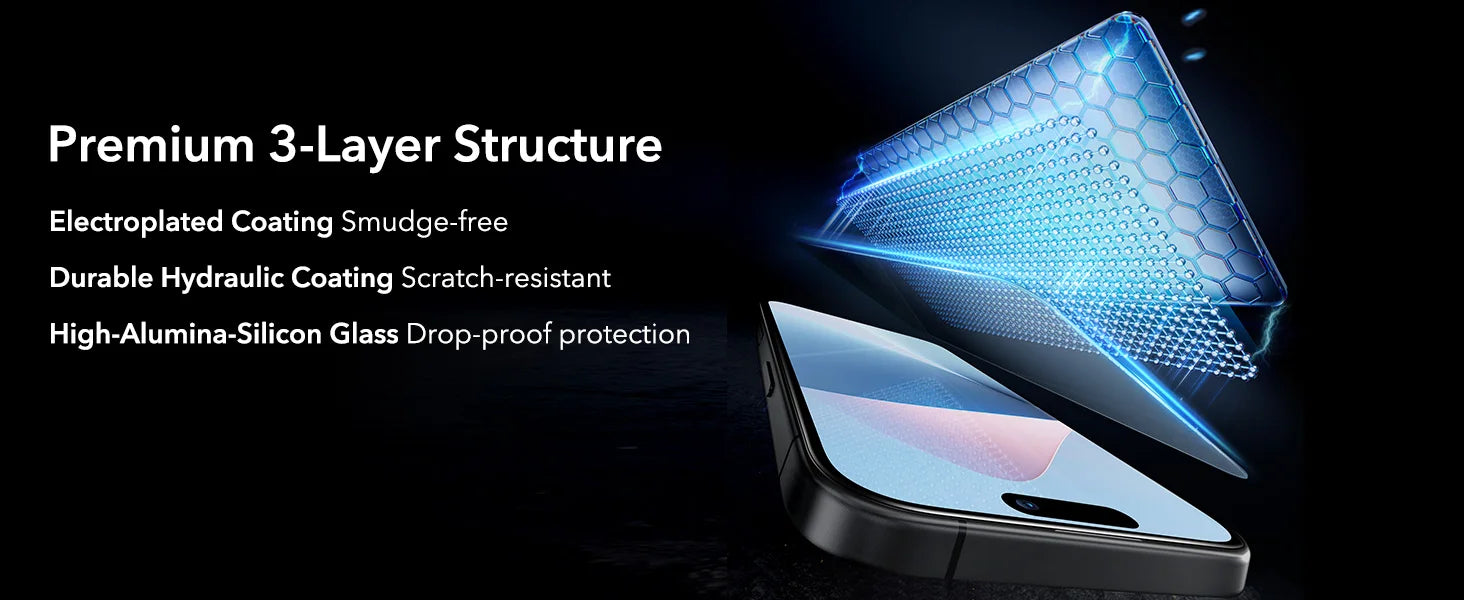 ESR iPhone 16 Pro HD Tempered Glass Screen Protector - 9H Hardness, Anti-Scratch, Bubble-Free - Perfect for Everyday Use, Gaming & Outdoor Activities