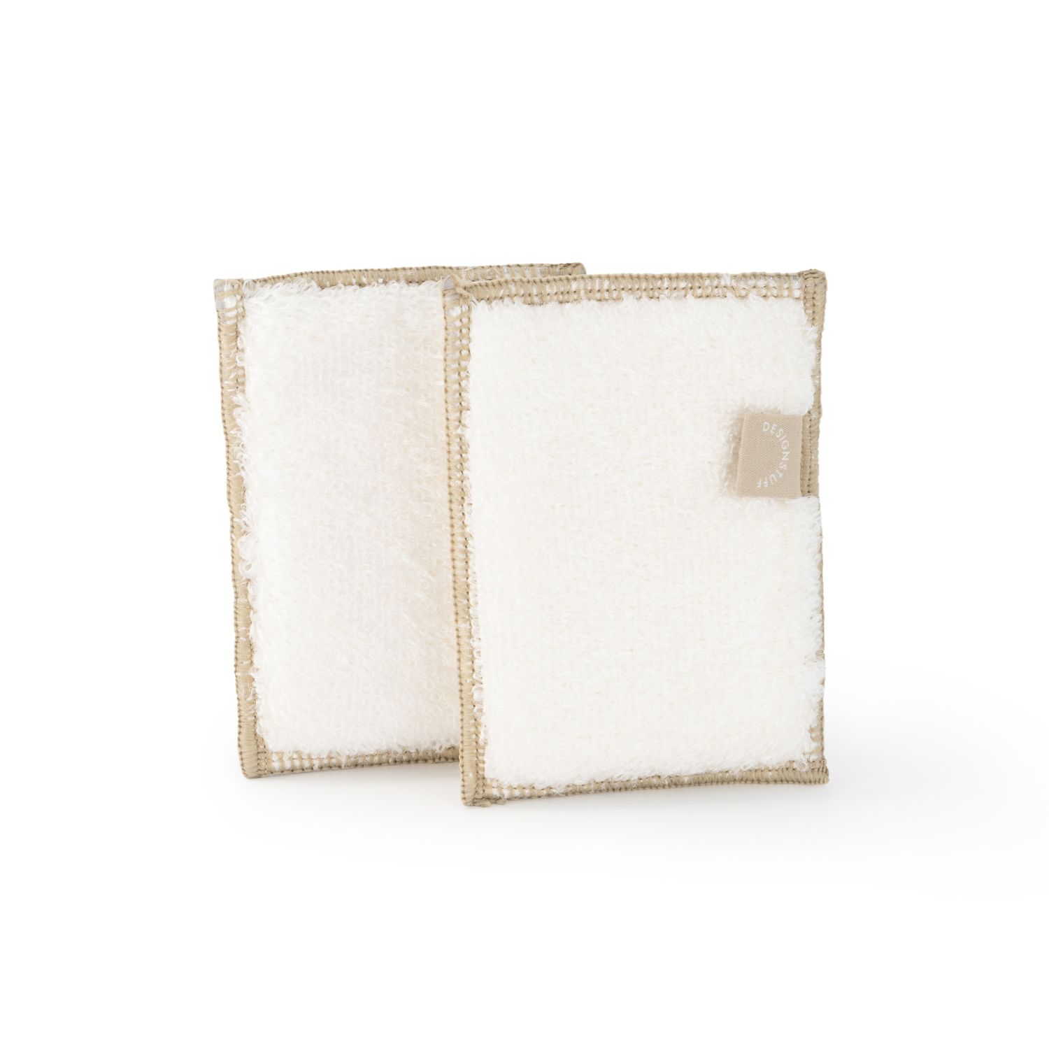 Eco-Friendly Bamboo Fiber & Cellulose Sponge Set of 2 - Natural Sand Color - Perfect for Dishwashing, Kitchen Cleaning & Sustainable Home Use