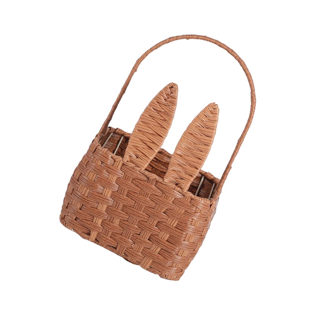 Seagrass Woven Easter Basket with Handle - Rustic Rattan Bunny Ear Flower Basket for Candy Eggs Storage | Perfect for Easter Decor, Picnic, Home, Wedding & Garden Decorations
