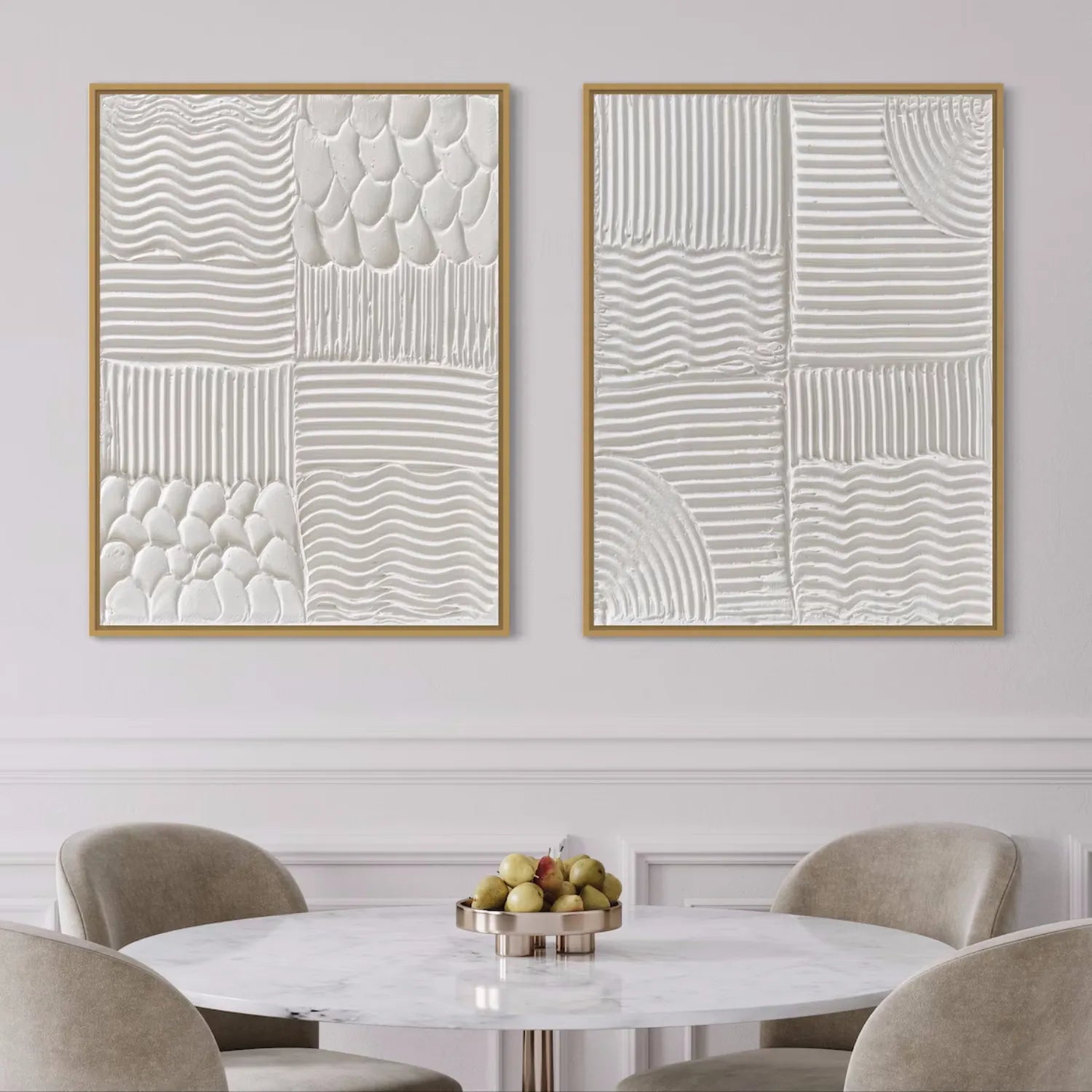 Minimalist Textured Plaster Art Paintings - Set of 2 Modern Abstract Wall Decor for Living Room & Bedroom | #MM278