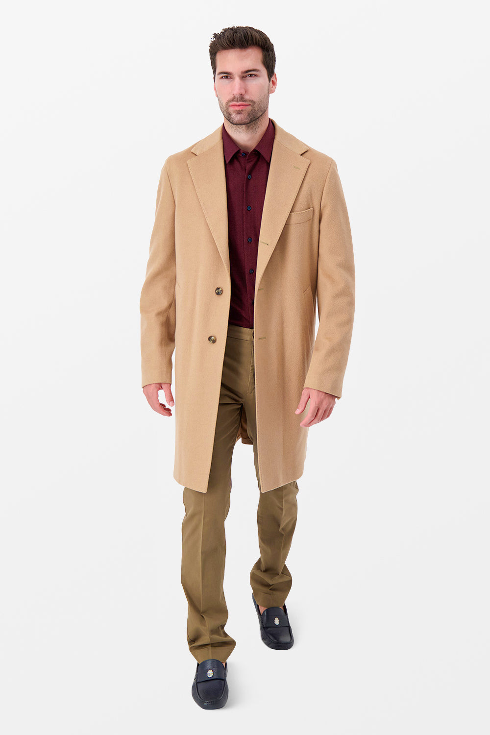 Barba Napoli Beige Brio Coat - Premium Italian Wool Overcoat for Men | Formal Winter Coat for Business & Special Occasions