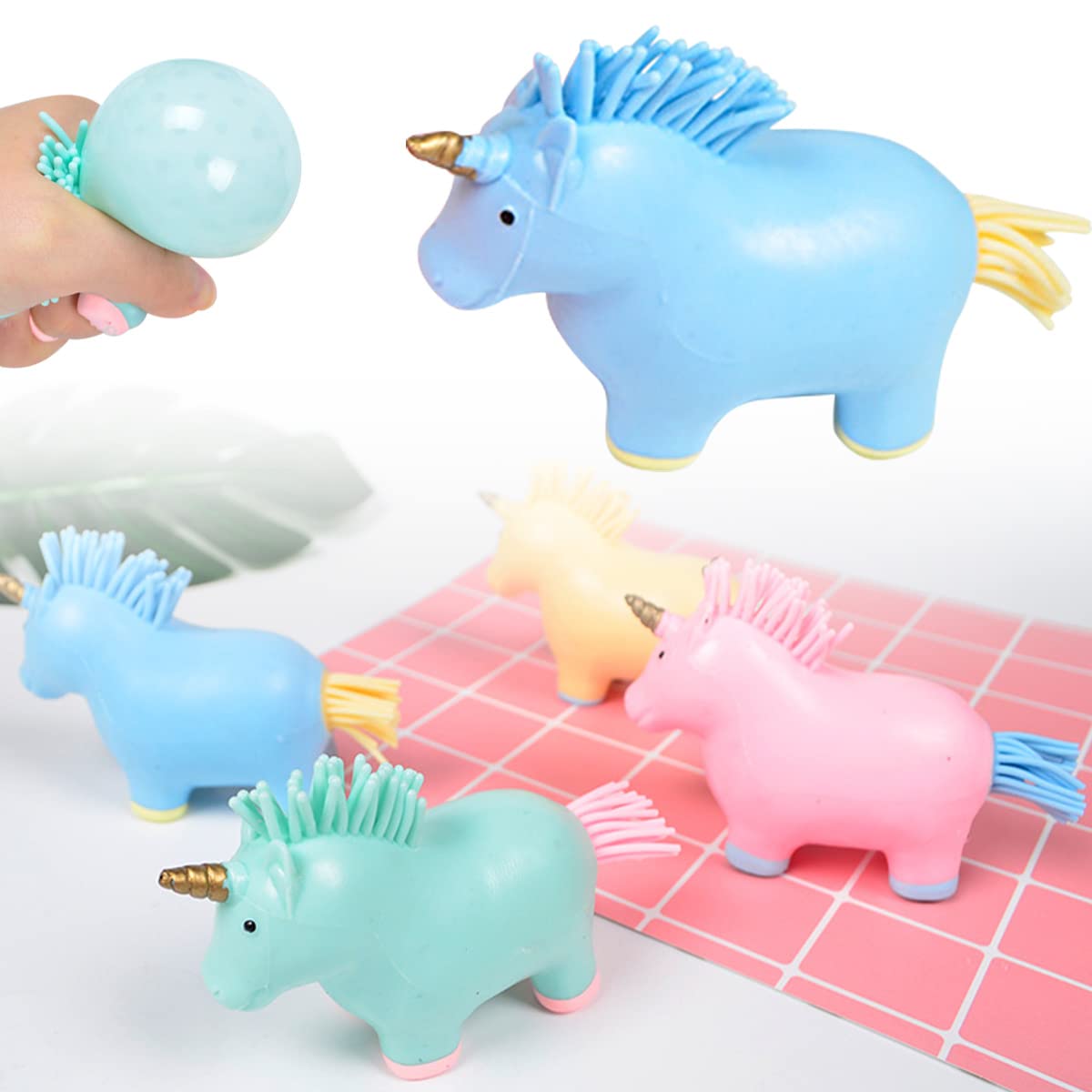 4 Pack Unicorn Stress Balls with Water Beads - Anxiety Relief Sensory Fidget Toys for Kids & Adults - Random Color Macaron Unicorn (4pcs) - Perfect for Office, School, Travel & Stress Management
