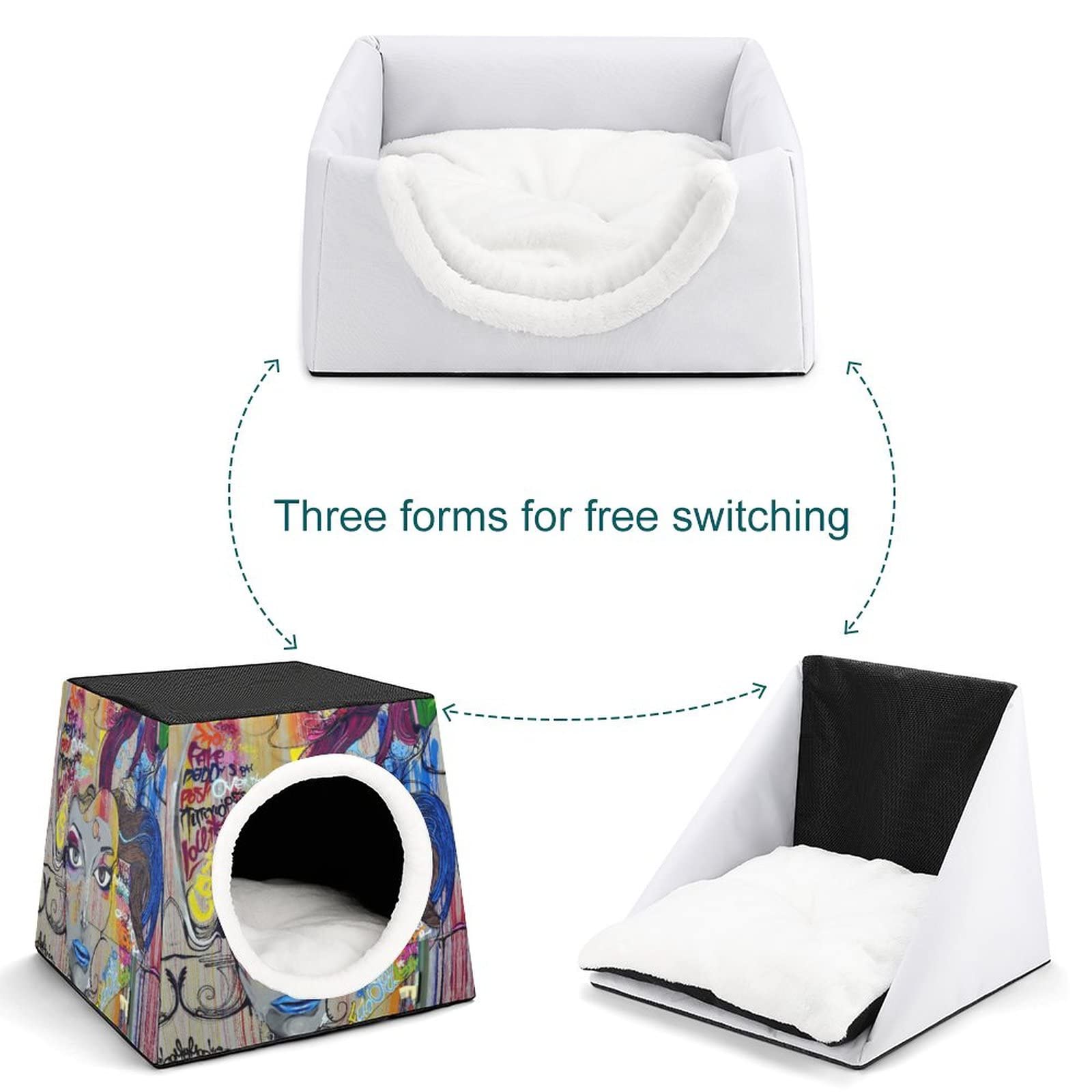 Custom Printed Cat Cube Condo - Personalized Indoor Cat House & Pet Bed Sofa Cave - Cozy Habitat for Cats with Fun Character Designs - Perfect for Home, Apartment & Office Use