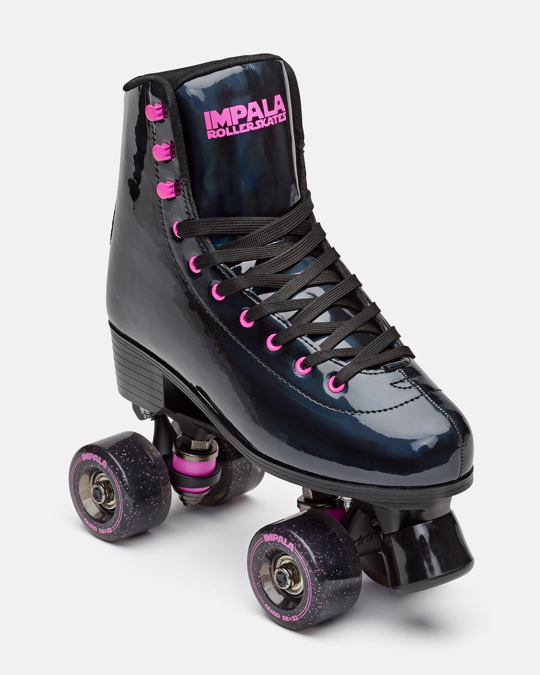 Impala Sidewalk Roller Skates - Black Holographic Outdoor Quad Skates for Women & Men - Perfect for Street Skating, Park Cruising & Fitness Rollerblading