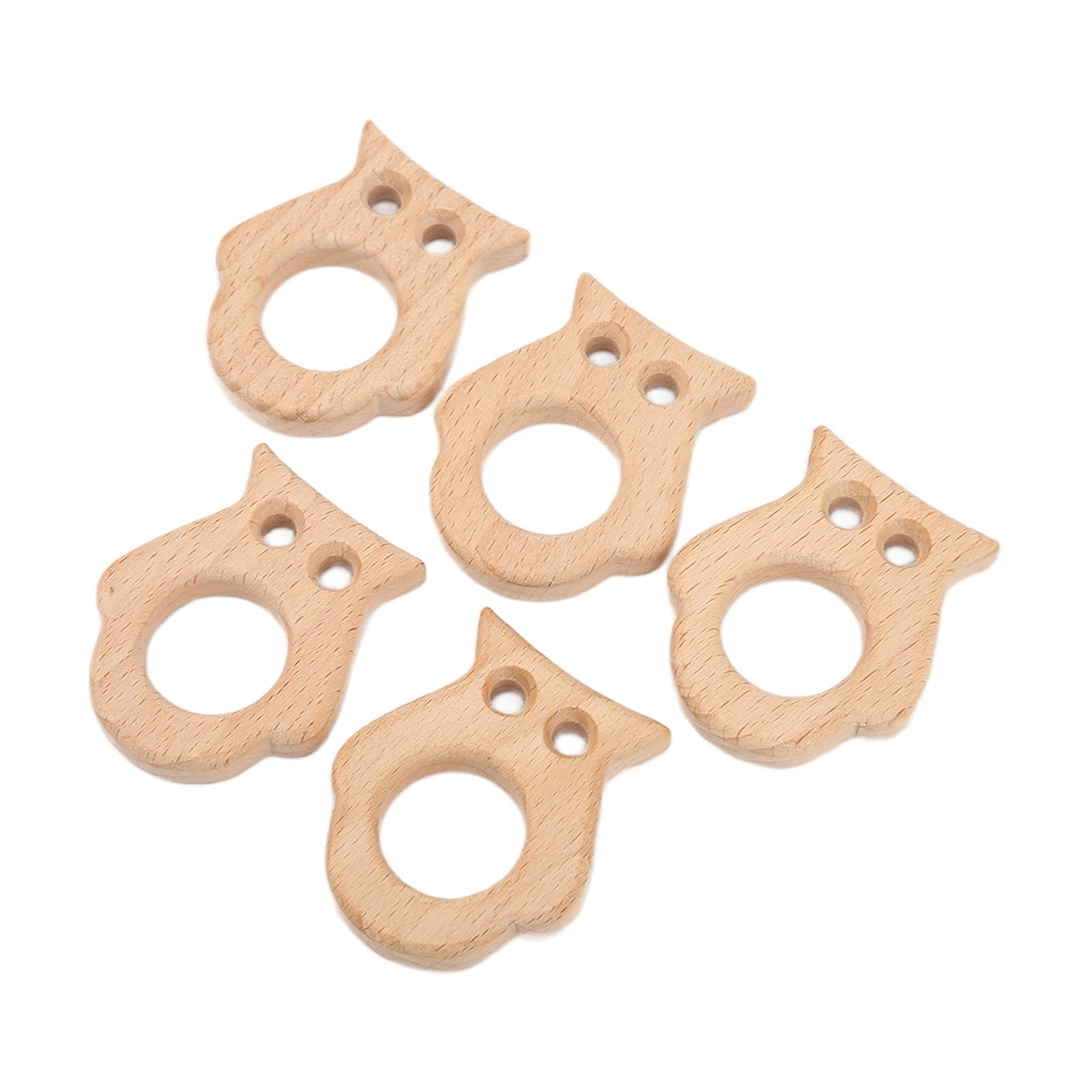 Natural Wooden Baby Teether - Safe & Non-Toxic Beech Wood Teething Toy for Infants & Toddlers | Cute Owl Design, DIY Jewelry Accessories | Perfect for Soothing Sore Gums, Baby Shower Gifts & Sensory Play