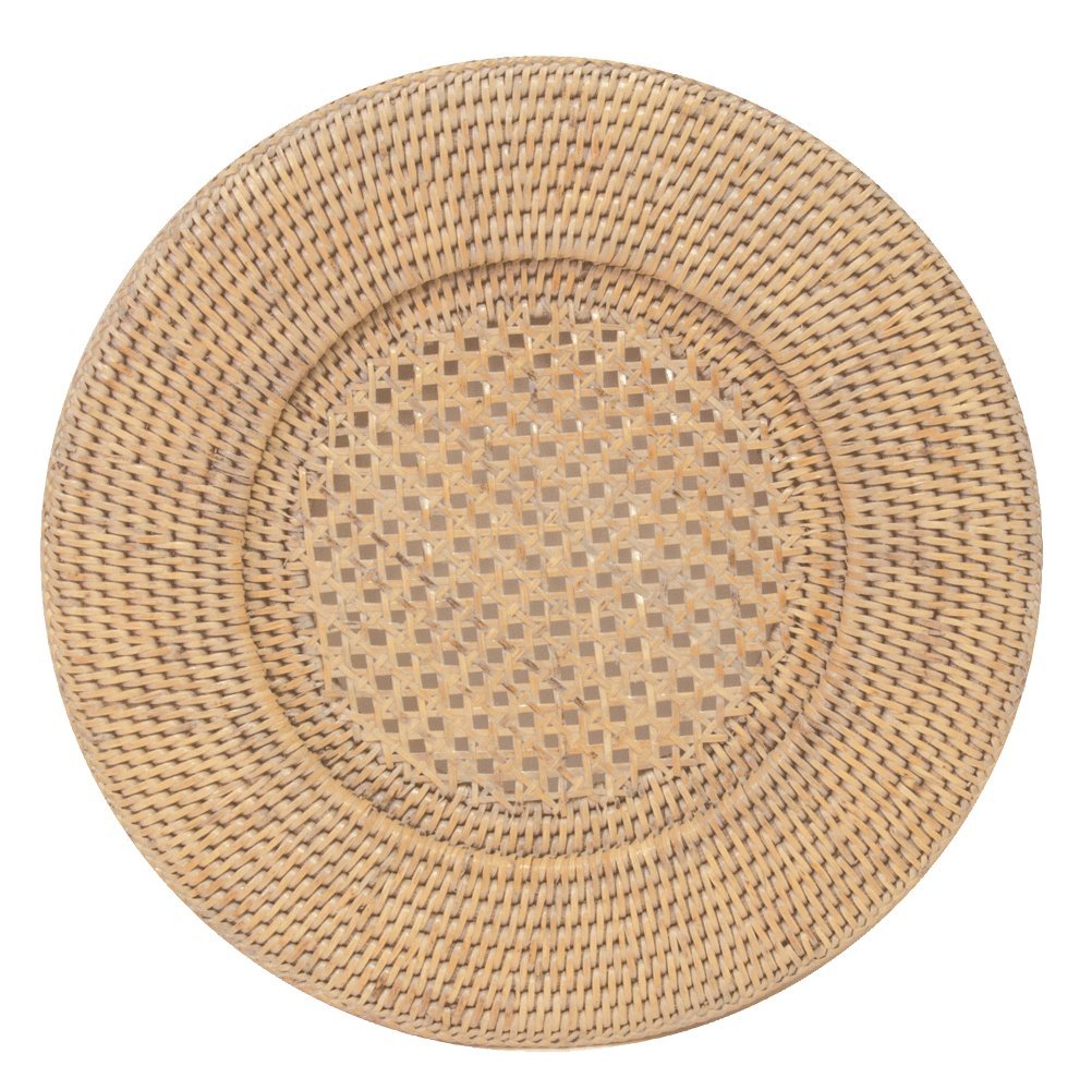 White Natural Rattan Round Plate Charger - Eco-Friendly Dinnerware for Wedding, Party & Home Decor - Perfect for Table Setting and Special Occasions