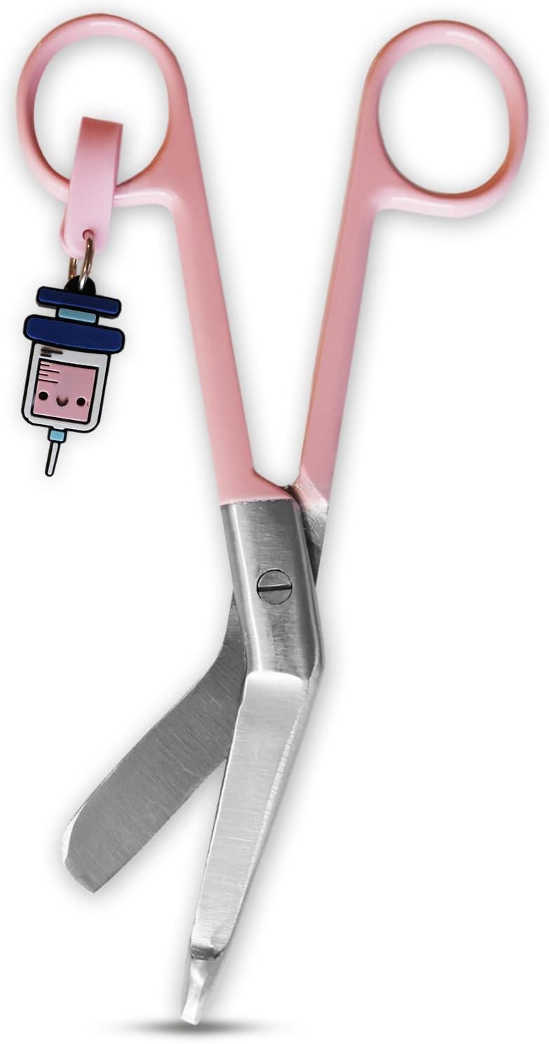 Premium Bandage Scissors for Nurses - Medical Stainless Steel Trauma Shears - First Aid & Nursing Scissors with Safety Tip - Funny Pink Keyring Gift for Healthcare Workers - Perfect for Emergency Kits, First Aid Bags & Nursing School Supplies