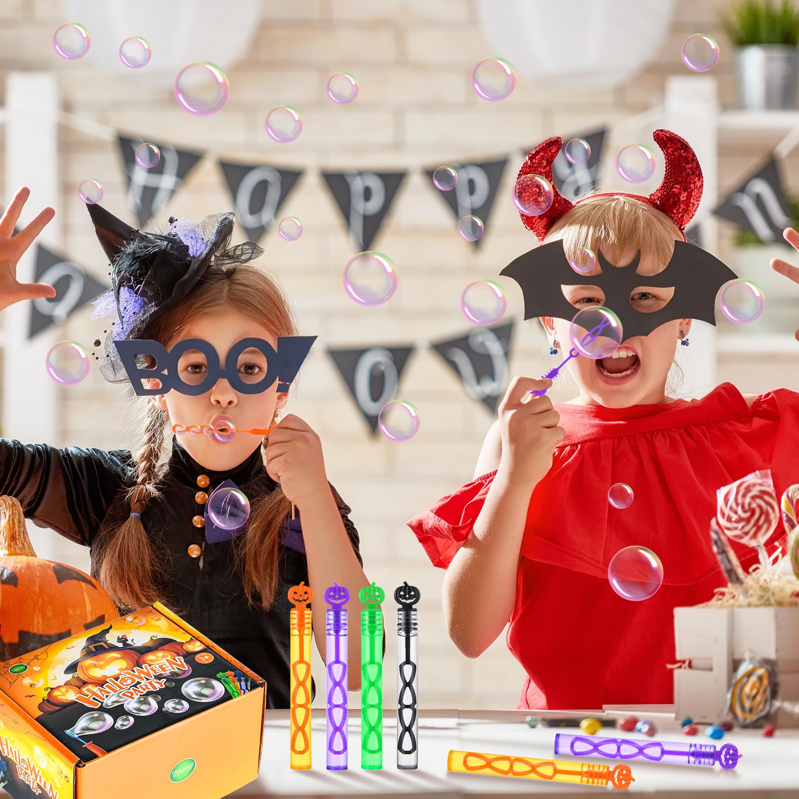 60 Pack Halloween Bubble Wands - Mini Bubble Blowers for Kids Party Favors, Classroom Prizes & Trick or Treat Gifts - Fun Halloween Party Supplies for Boys Girls & School Activities