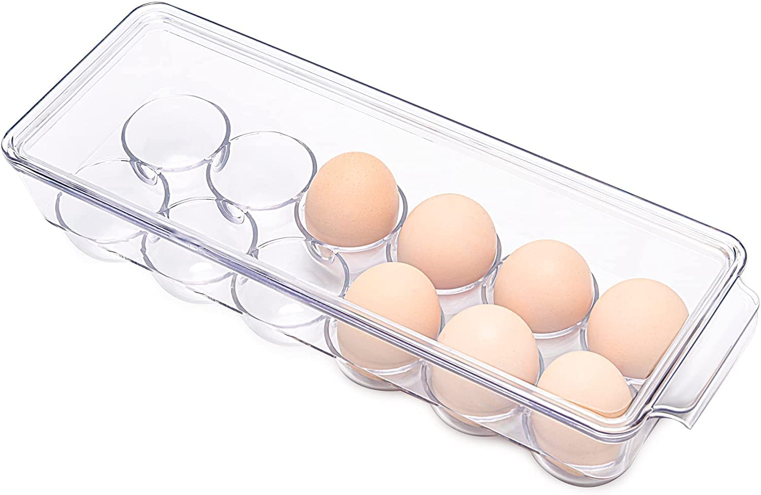LISHONN Stackable Acrylic Egg Storage Container - 12 Egg Capacity Refrigerator Organizer with Clear Lid | Perfect for Kitchen Organization, Farm Fresh Eggs & Space-Saving Refrigerator Storage