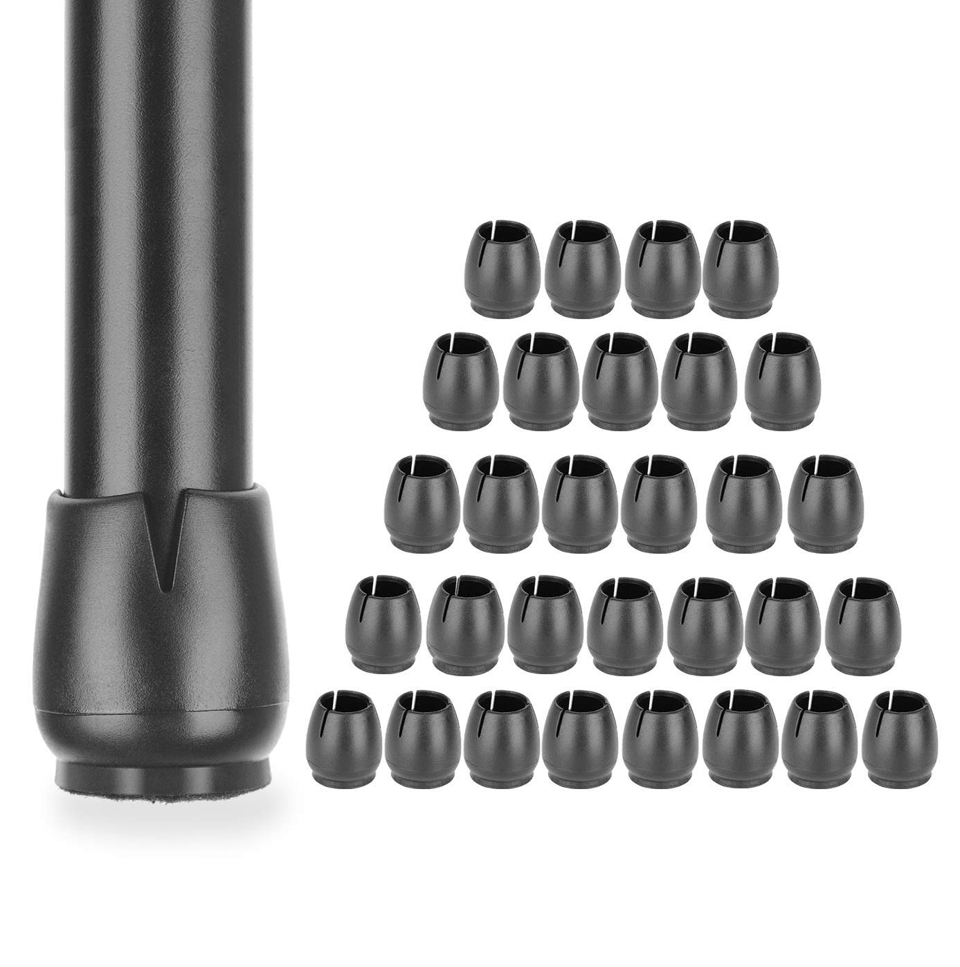JoyLionKay 32PCS Small Chair Leg Caps - Black Furniture Floor Protectors for Wood Floors (Fits 1/2