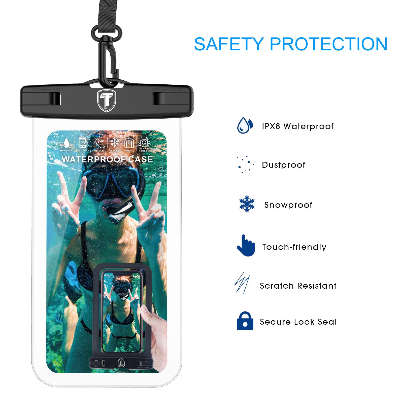 Waterproof Phone Pouch for Motorola Moto G Power/G Stylus/G Play/G Fast/G7/G6/G5/E 2020/E6/E5/Z4/Z3 - Underwater Dry Bag with Lanyard (2 Pack) - Perfect for Beach, Swimming, Kayaking & Outdoor Activities