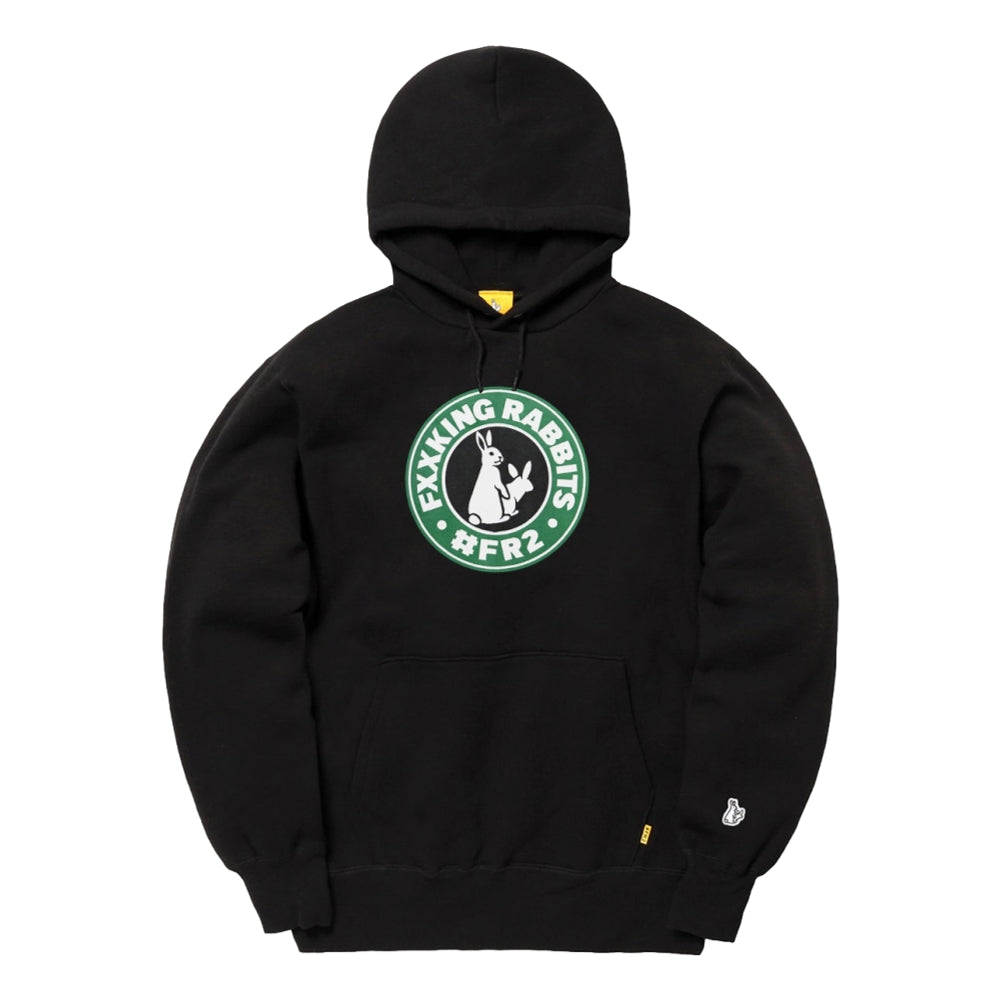 FR2 Circle Logo Hoodie - Black Men's Pullover Sweatshirt for Casual Streetwear & Loungewear