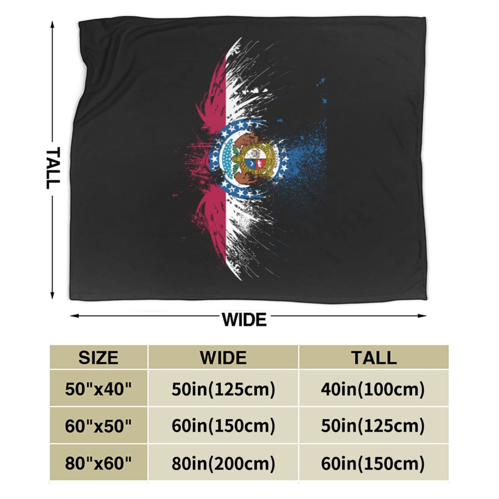 HUFURI Eagle Missouri Flag Flannel Fleece Throw Blanket 60