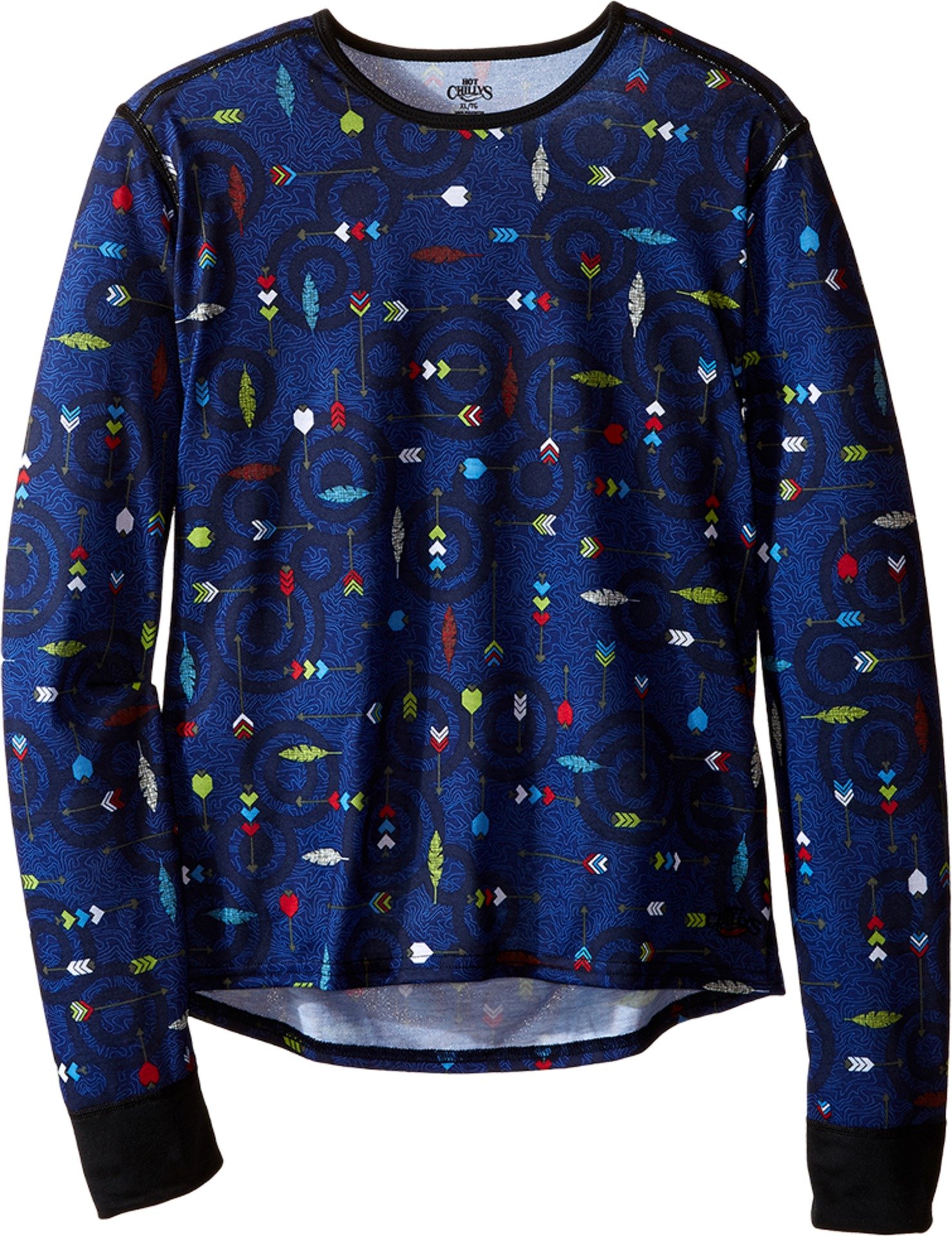 Hot Chillys Kids Boys Midweight Print Crew T-Shirt - Flying Arrows Black - Size SM (6-8) - Little Kids & Big Kids - Comfortable & Durable for Outdoor Play & School Activities