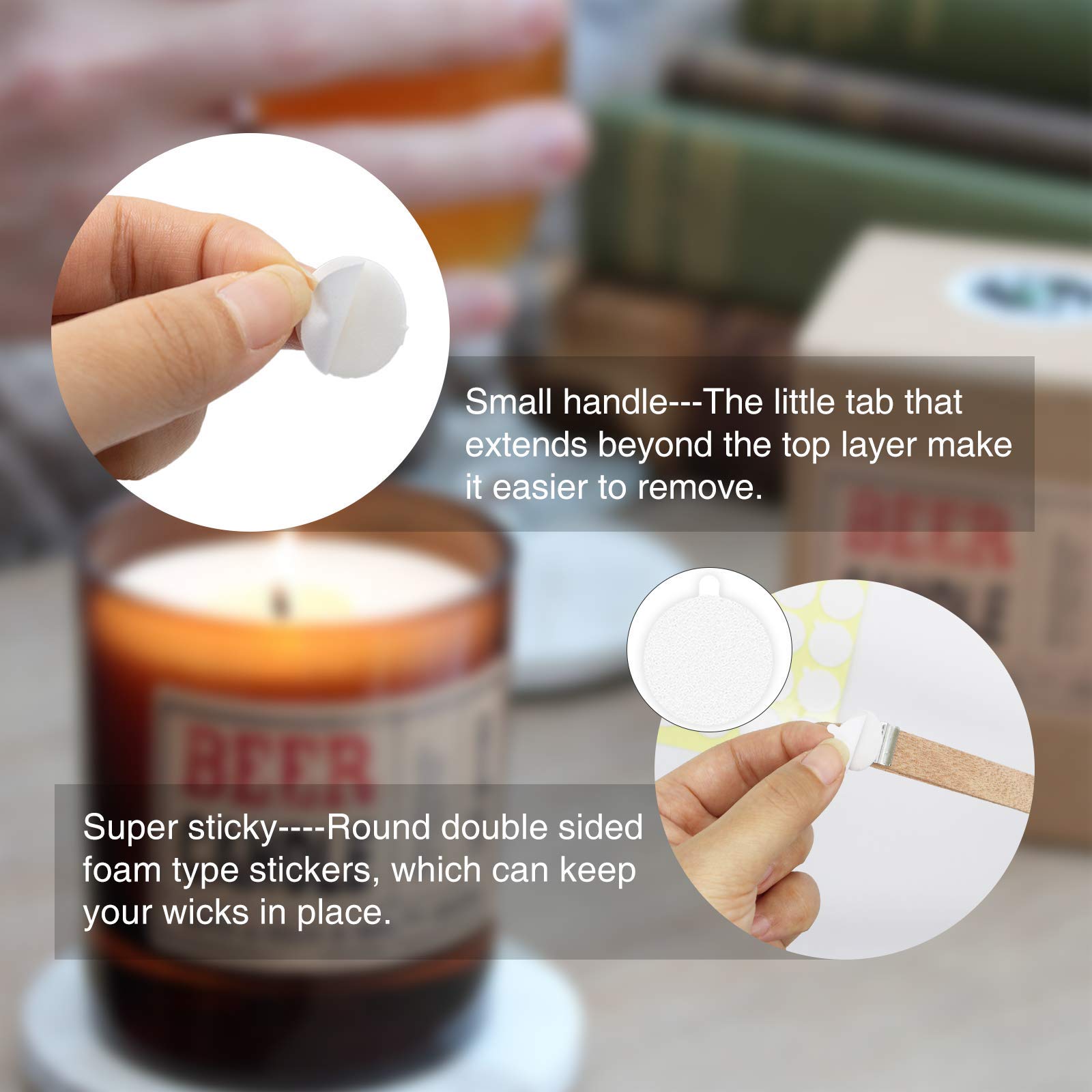 Aubeco 240PCS Candle Making Kit with Wick Stickers - Premium Double-Sided Wax Stickers with Little Tail for DIY Candle Making Supplies - Perfect for Home Crafts, Gifts, and Aromatherapy Candles