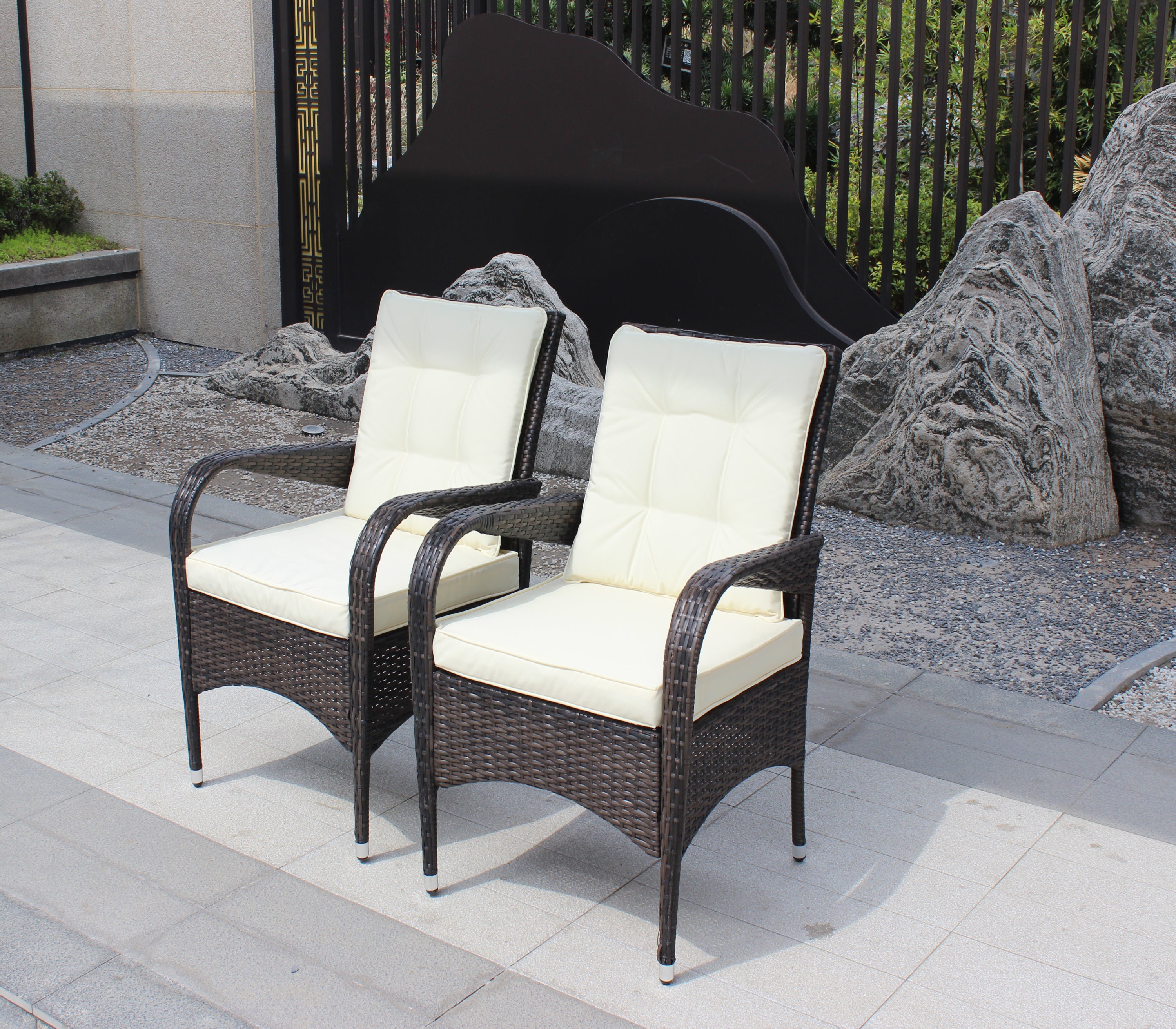 2 Piece Liberatore Dining Chairs with Beige Cushions - Modern Kitchen & Dining Room Furniture Set for Home Decor