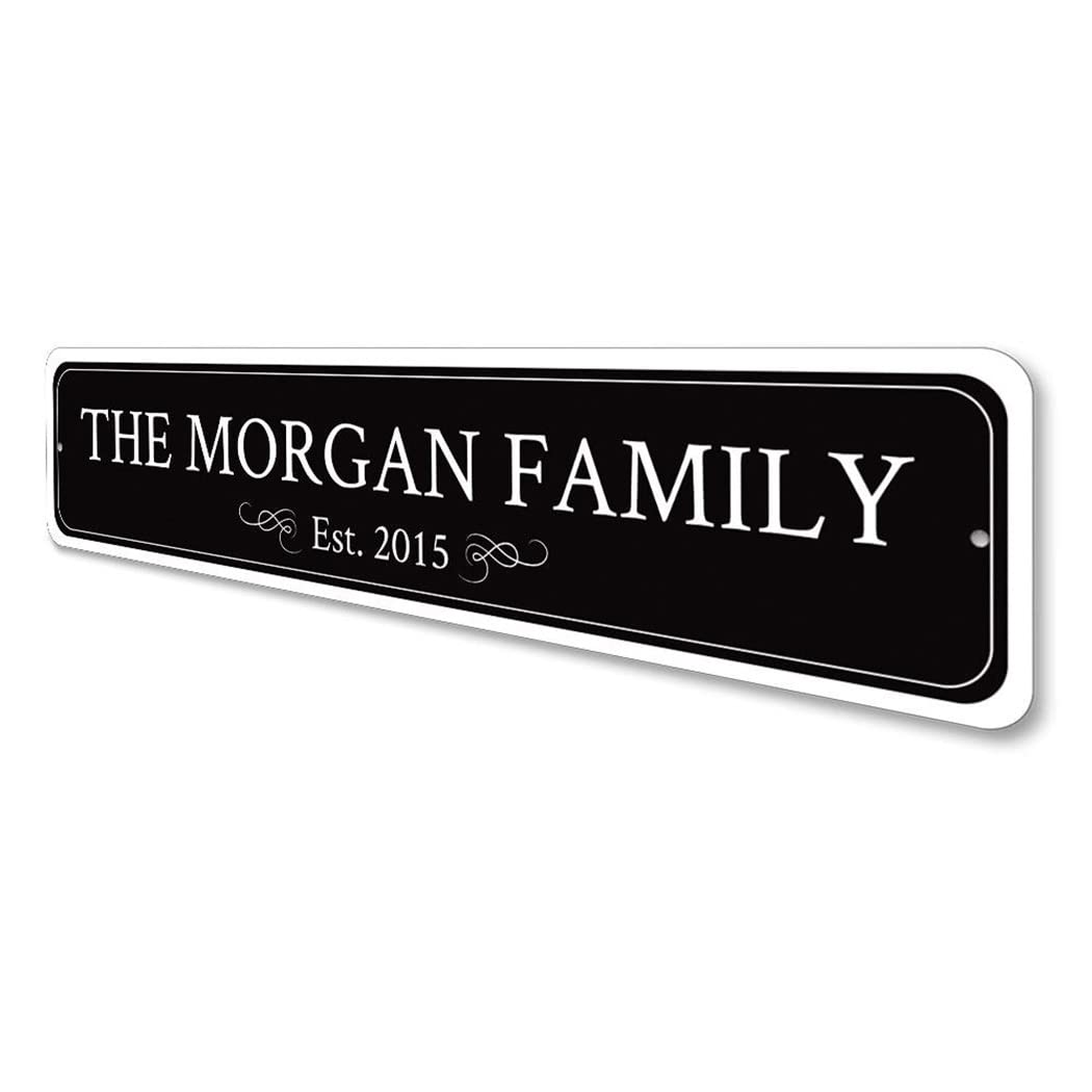 Custom Family Name Decor - Personalized Established Date Sign - Last Name Wall Art - Wedding & Home Aluminum Sign (3