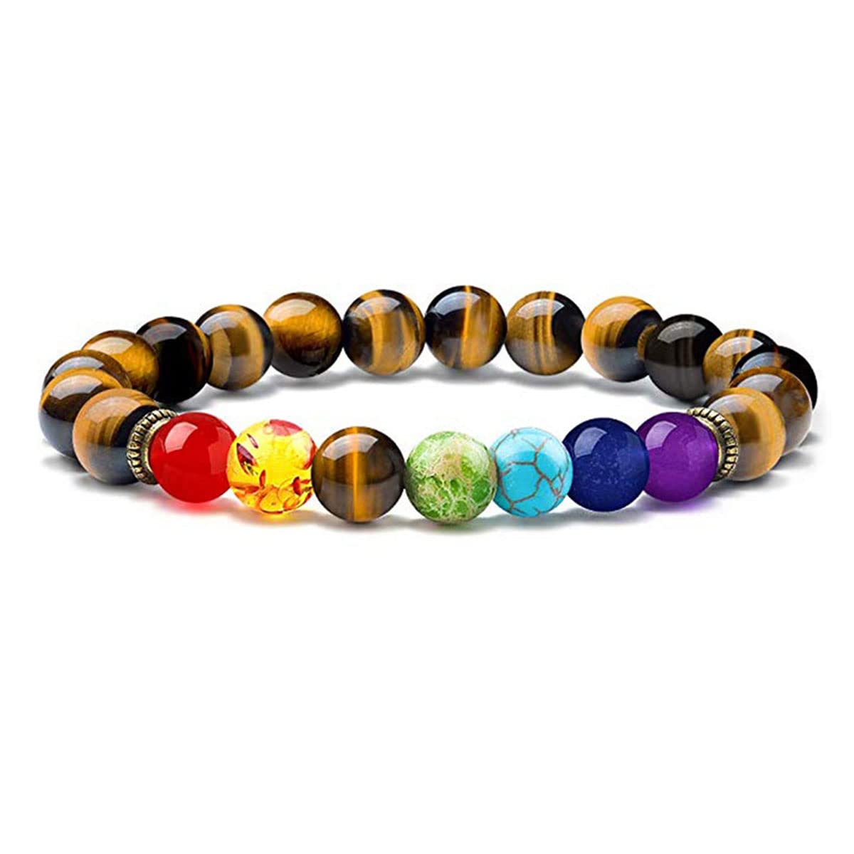 Widamin Chakra Bracelets - 8mm Natural Lava Stone Beads Anxiety Relief Bracelet for Women & Men | Yoga Meditation Crystal Healing Jewelry | Perfect for Stress Relief, Mindfulness Practice & Spiritual Gifts