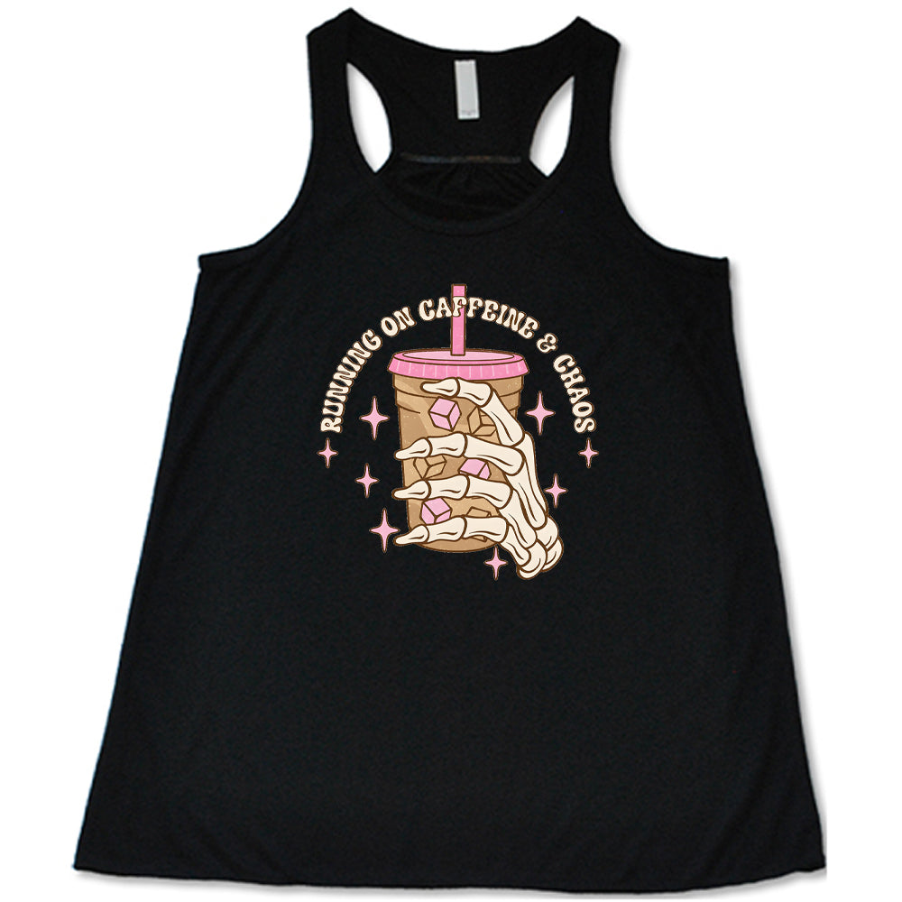 Running On Caffeine & Chaos Funny Coffee Lover T-Shirt - Perfect for Gym Workouts, Office Humor & Casual Wear