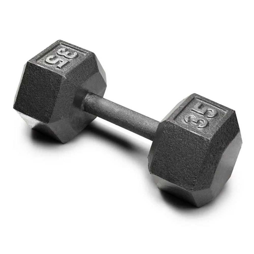 WEIDER 35 LB Cast Iron Hex Dumbbell with Knurled Grip - Sold Individually - Perfect for Home Gym, Strength Training & Weightlifting Workouts