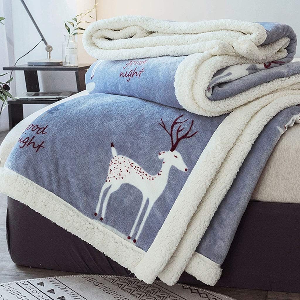 Premium Reversible Sherpa & Fleece Velvet Plush Blanket - Soft Flannel Deer Print Throw Blanket for Couch, Bed & Home Decor (200x230cm) - Cozy Winter Warmth for Living Room, Office & Gift Giving