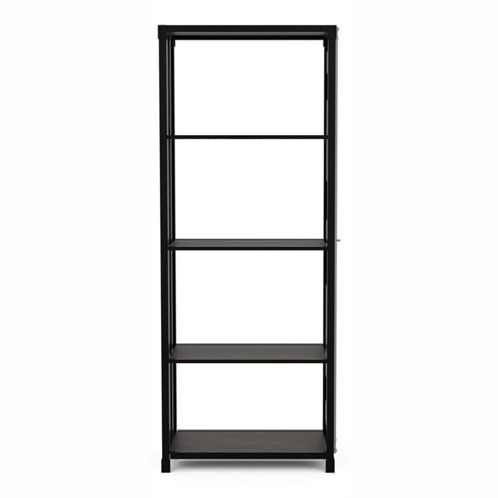 Furniture of America Mandom Modern Metal 4-Tier Bookcase Shelf in Sand Black - Stylish Storage for Living Room, Office, or Bedroom Organization